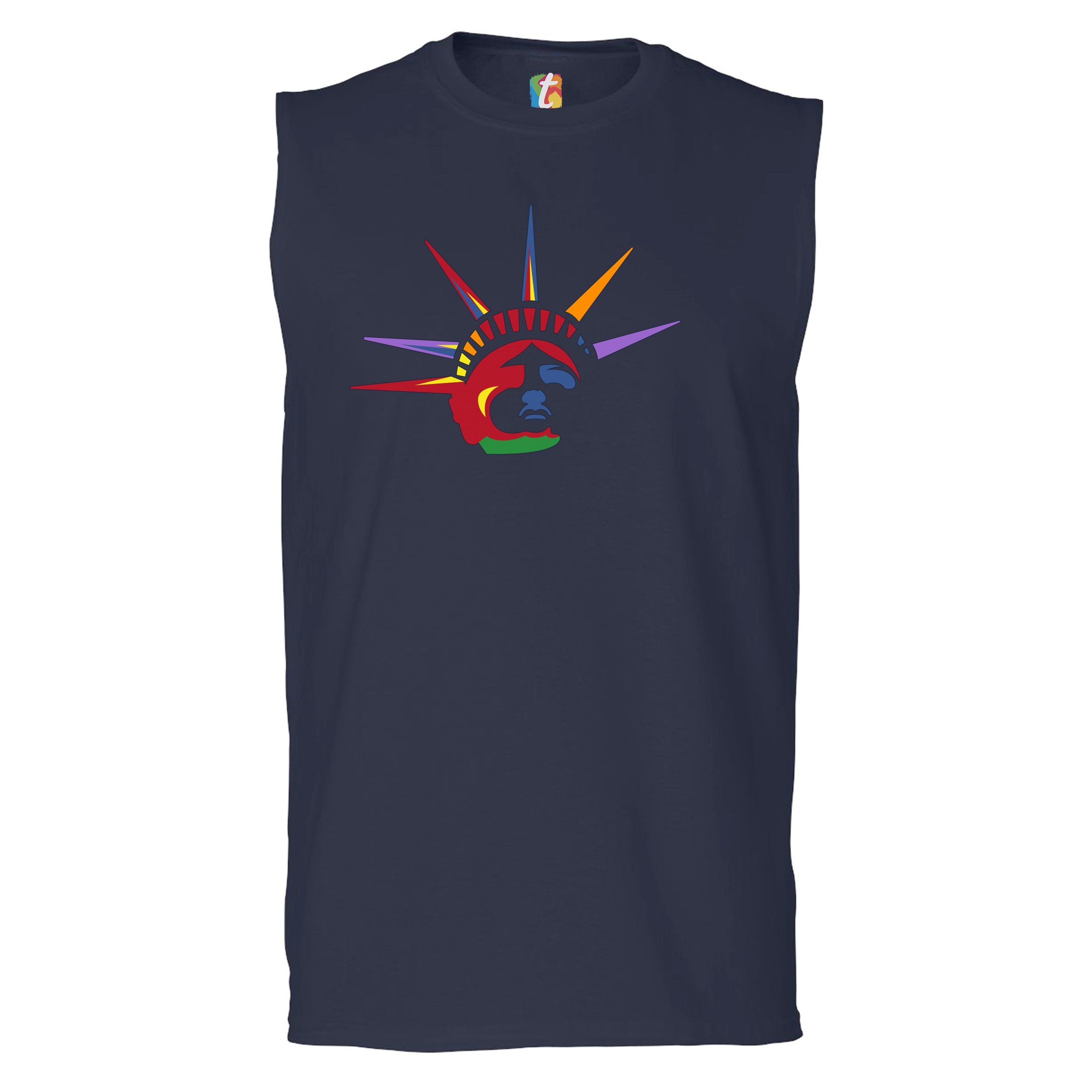 Lady Liberty Muscle Shirt Patriotic New York Statue of Liberty July 4th Men's - Picture 19 of 21