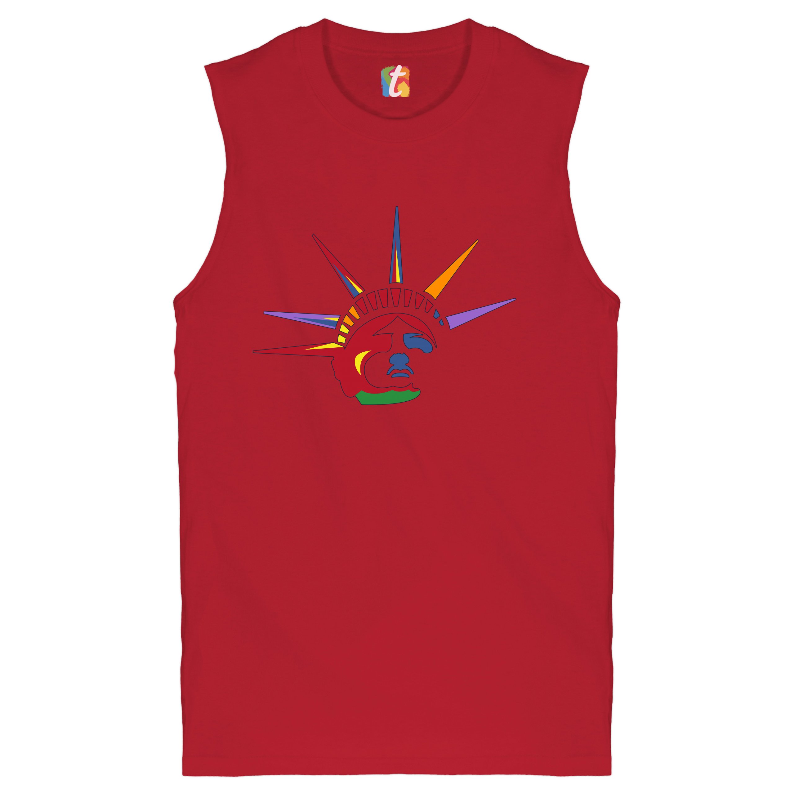 Lady Liberty Muscle Shirt Patriotic New York Statue of Liberty July 4th Men's - Picture 10 of 21