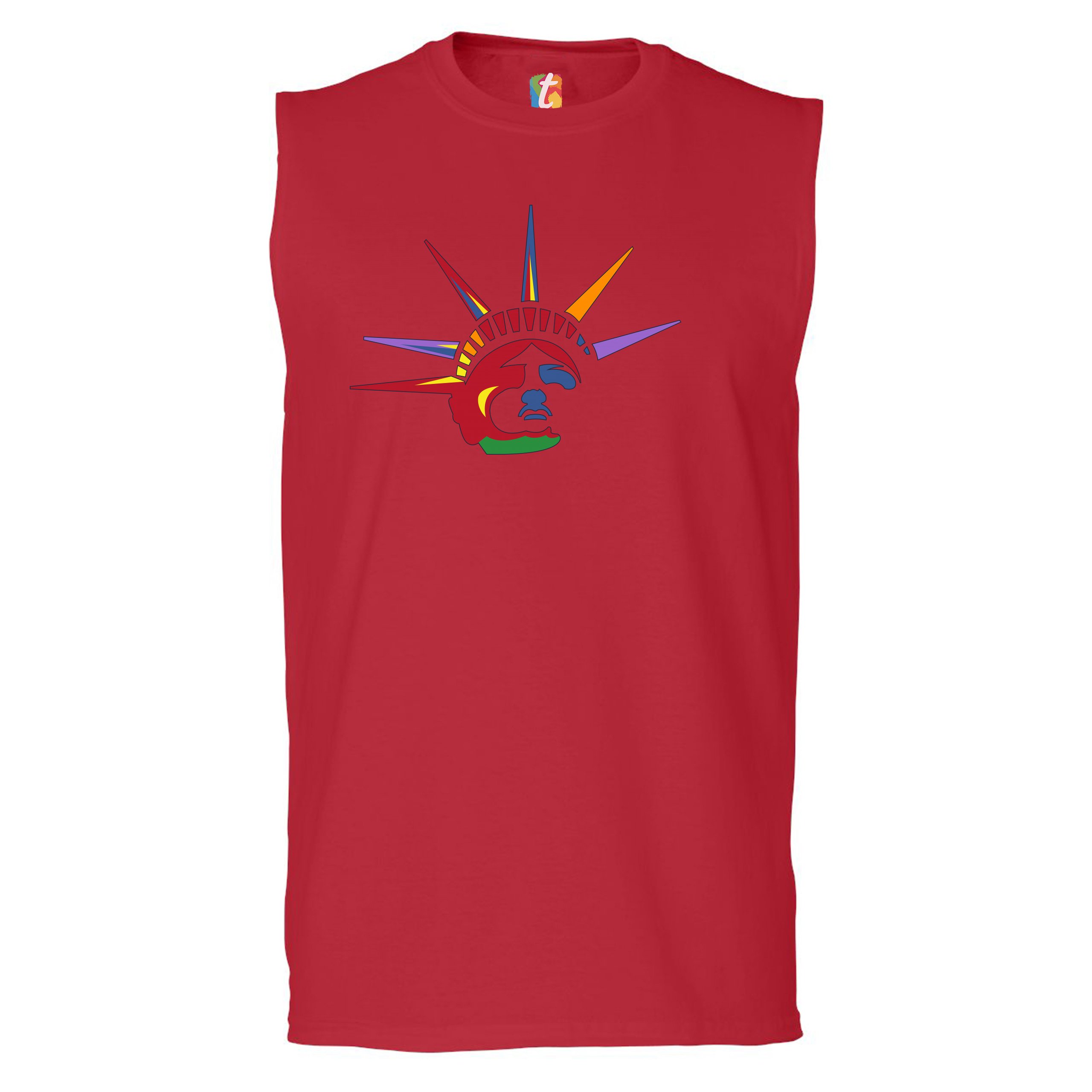 Lady Liberty Muscle Shirt Patriotic New York Statue of Liberty July 4th Men's - Picture 11 of 21