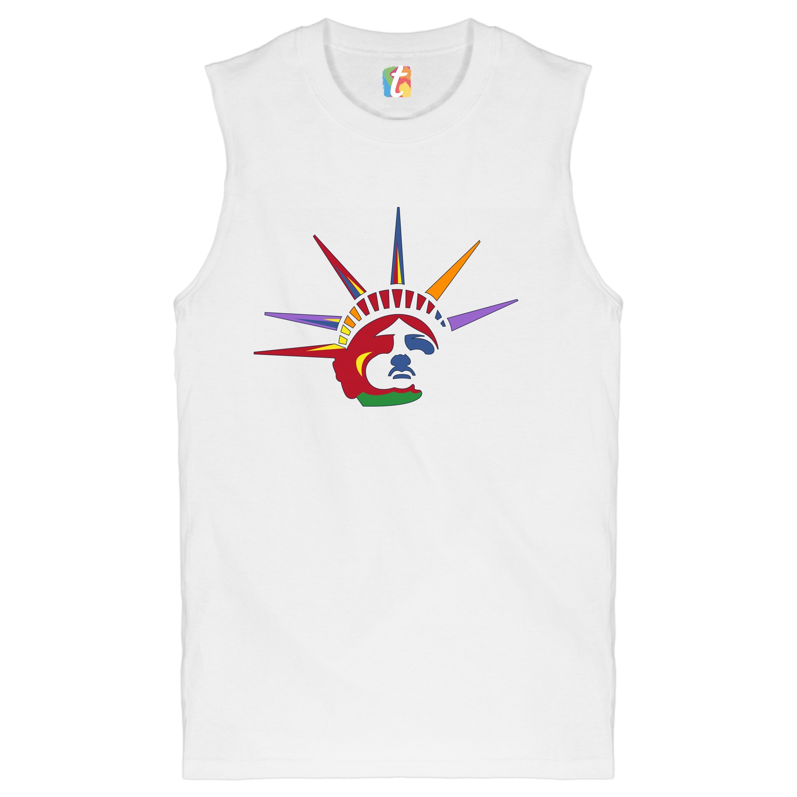 Lady Liberty Muscle Shirt Patriotic New York Statue of Liberty July 4th Men's - Picture 14 of 21