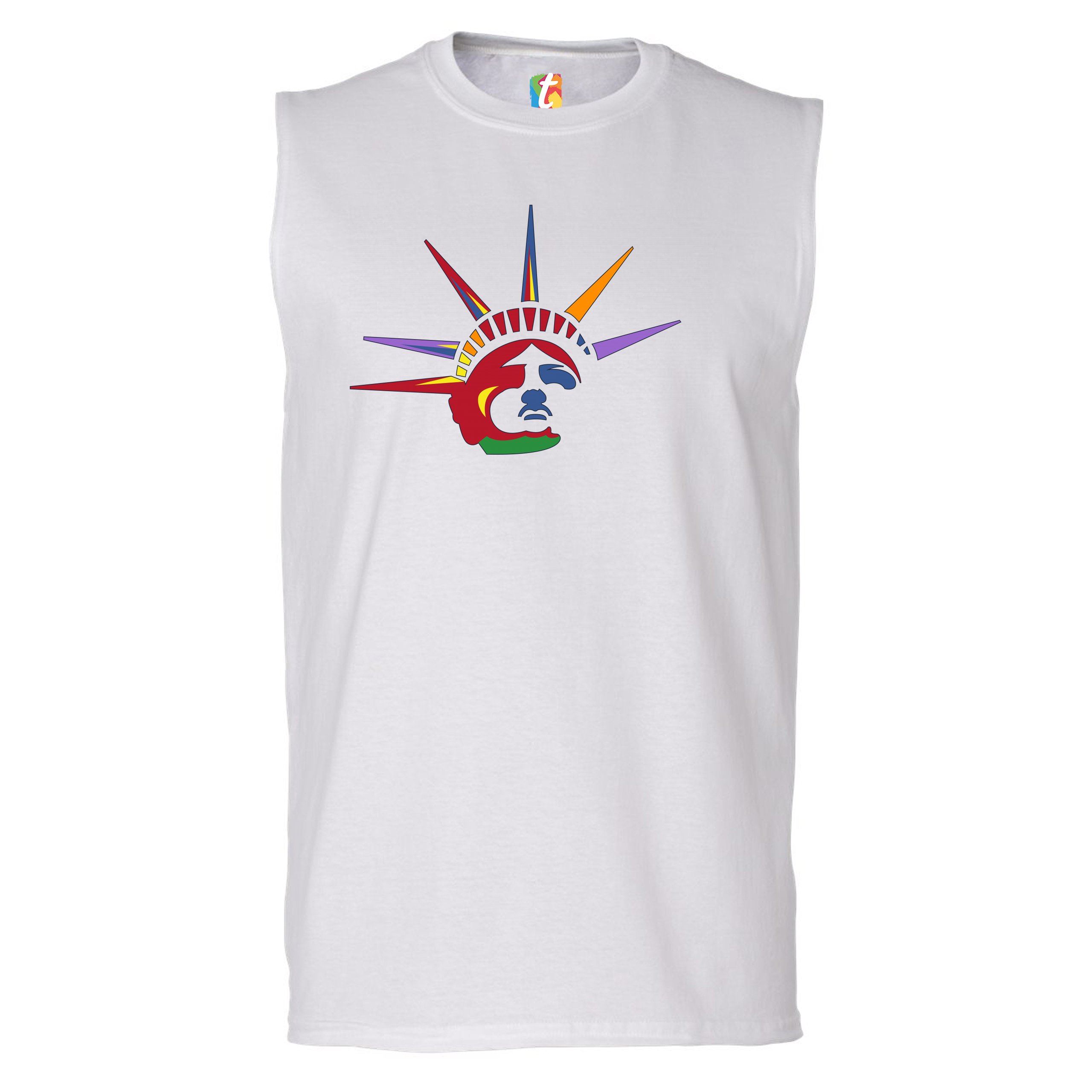 Lady Liberty Muscle Shirt Patriotic New York Statue of Liberty July 4th Men's - Picture 15 of 21