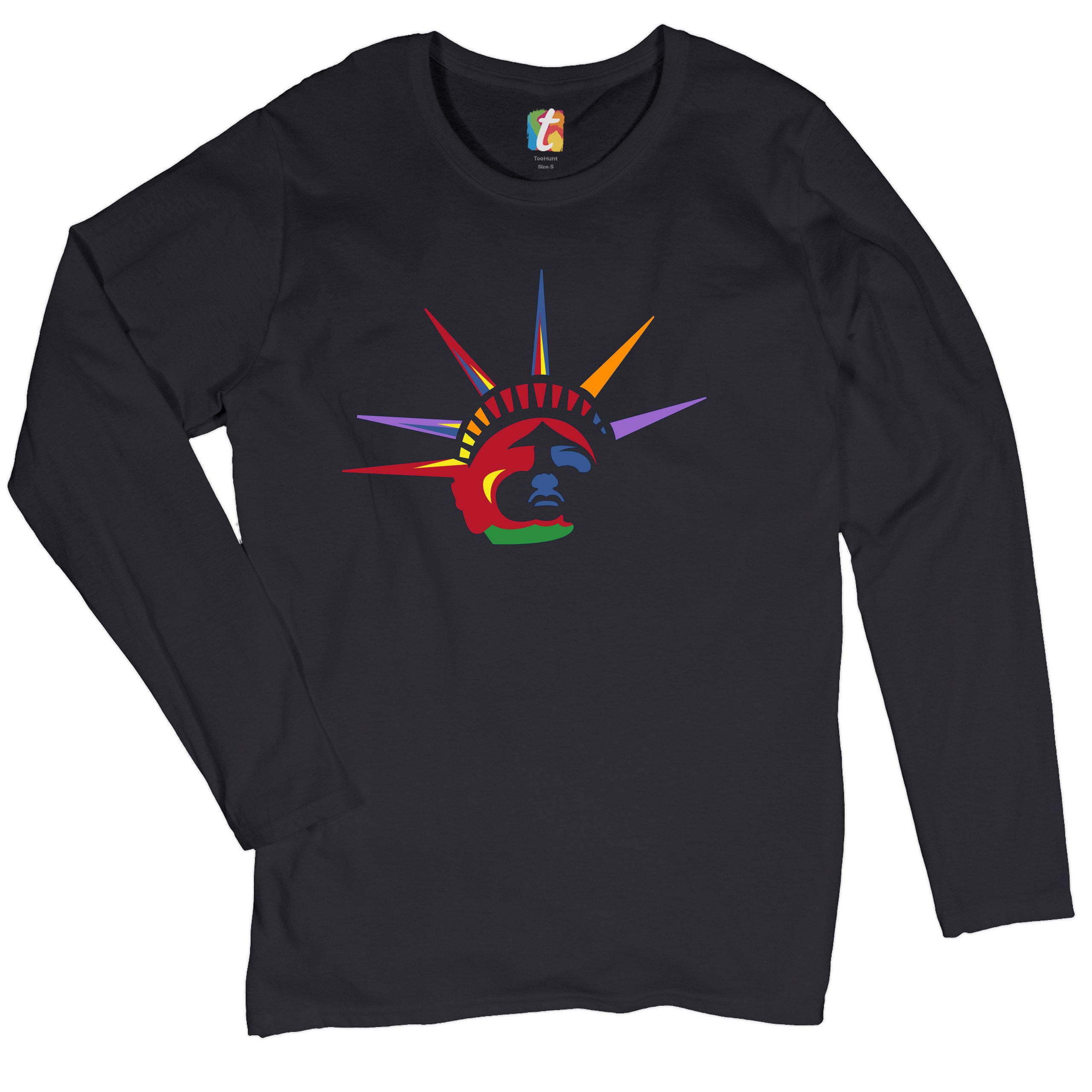 Lady Liberty Women's Long Sleeve T-shirt New York Statue of Liberty 4th of July - Picture 2 of 29