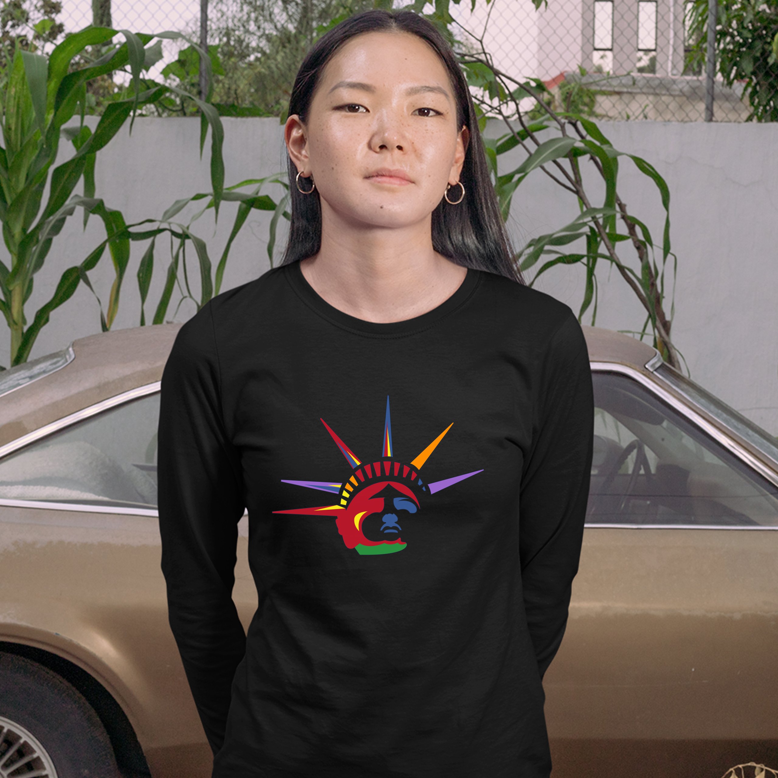 Lady Liberty Women's Long Sleeve T-shirt New York Statue of Liberty 4th of July - Picture 5 of 29