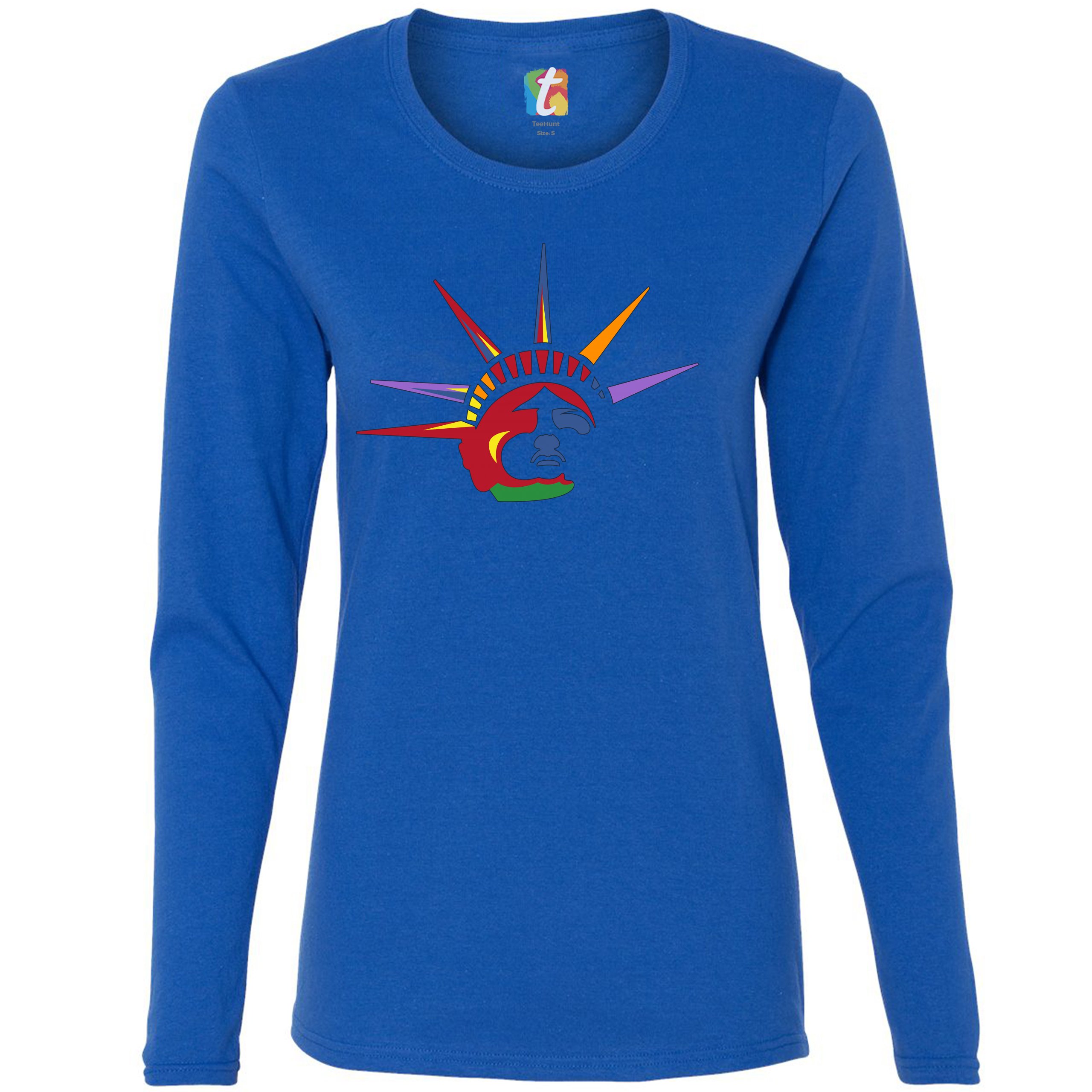Lady Liberty Women's Long Sleeve T-shirt New York Statue of Liberty 4th of July - Picture 23 of 29