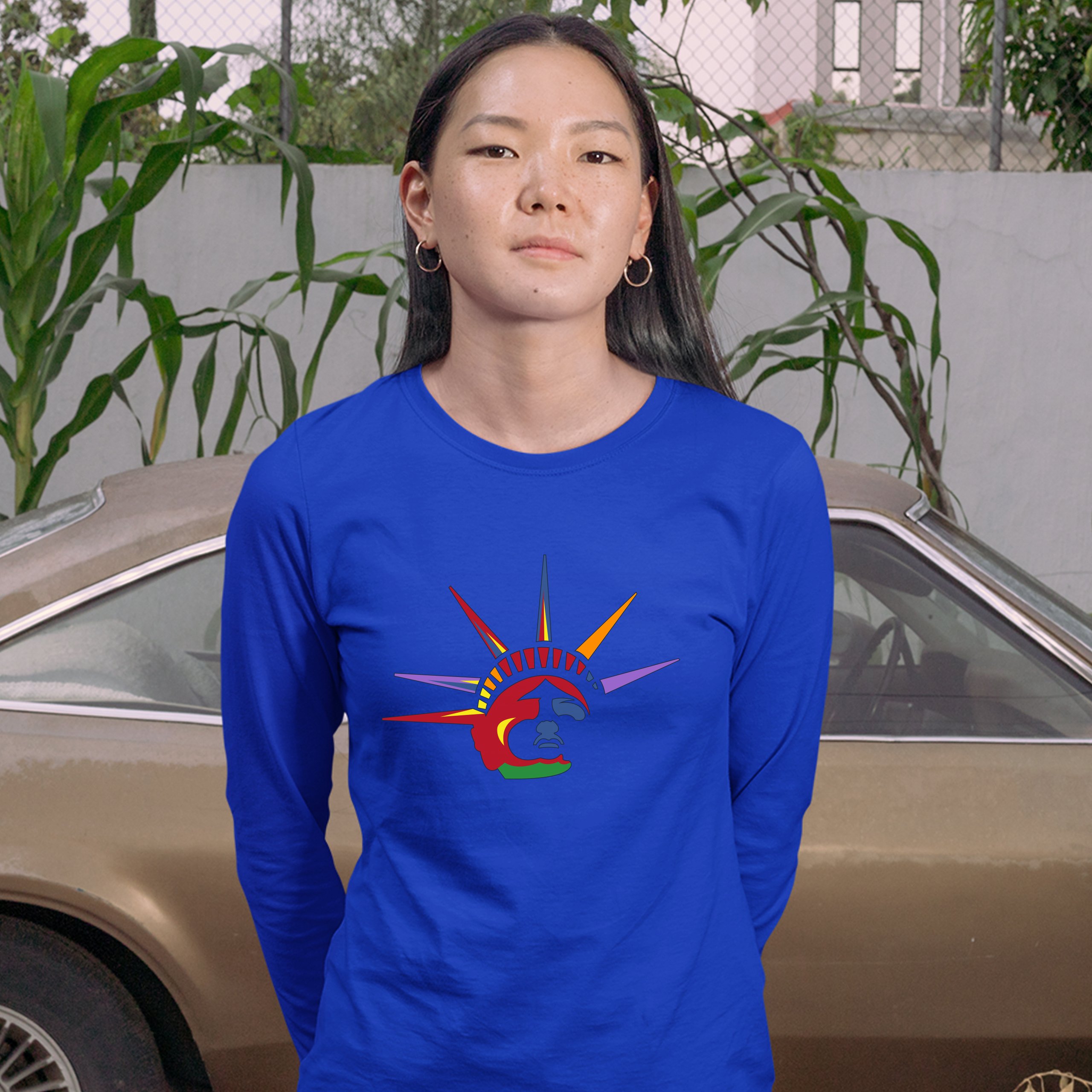 Lady Liberty Women's Long Sleeve T-shirt New York Statue of Liberty 4th of July - Picture 25 of 29