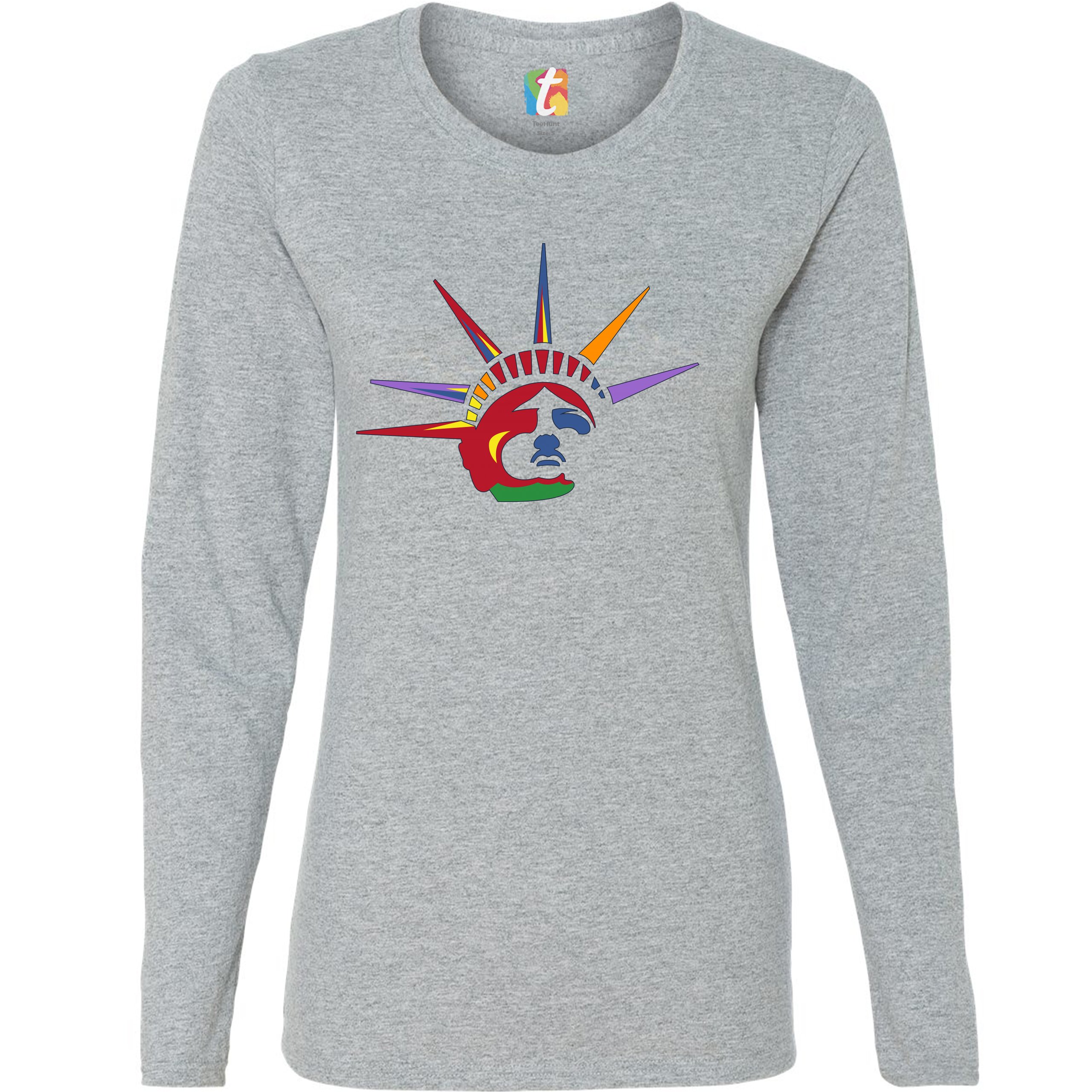 Lady Liberty Women's Long Sleeve T-shirt New York Statue of Liberty 4th of July - Picture 7 of 29