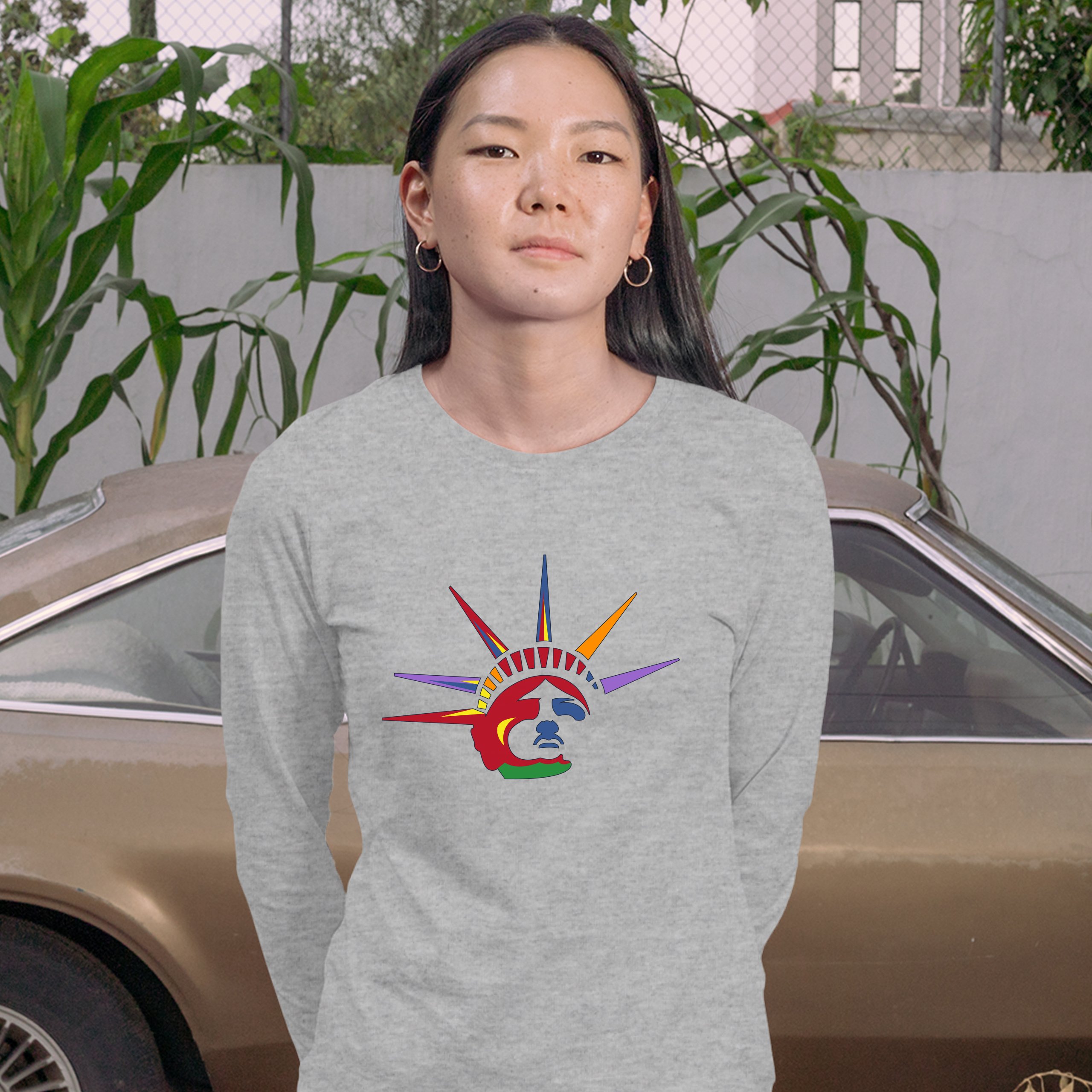 Lady Liberty Women's Long Sleeve T-shirt New York Statue of Liberty 4th of July - Picture 9 of 29