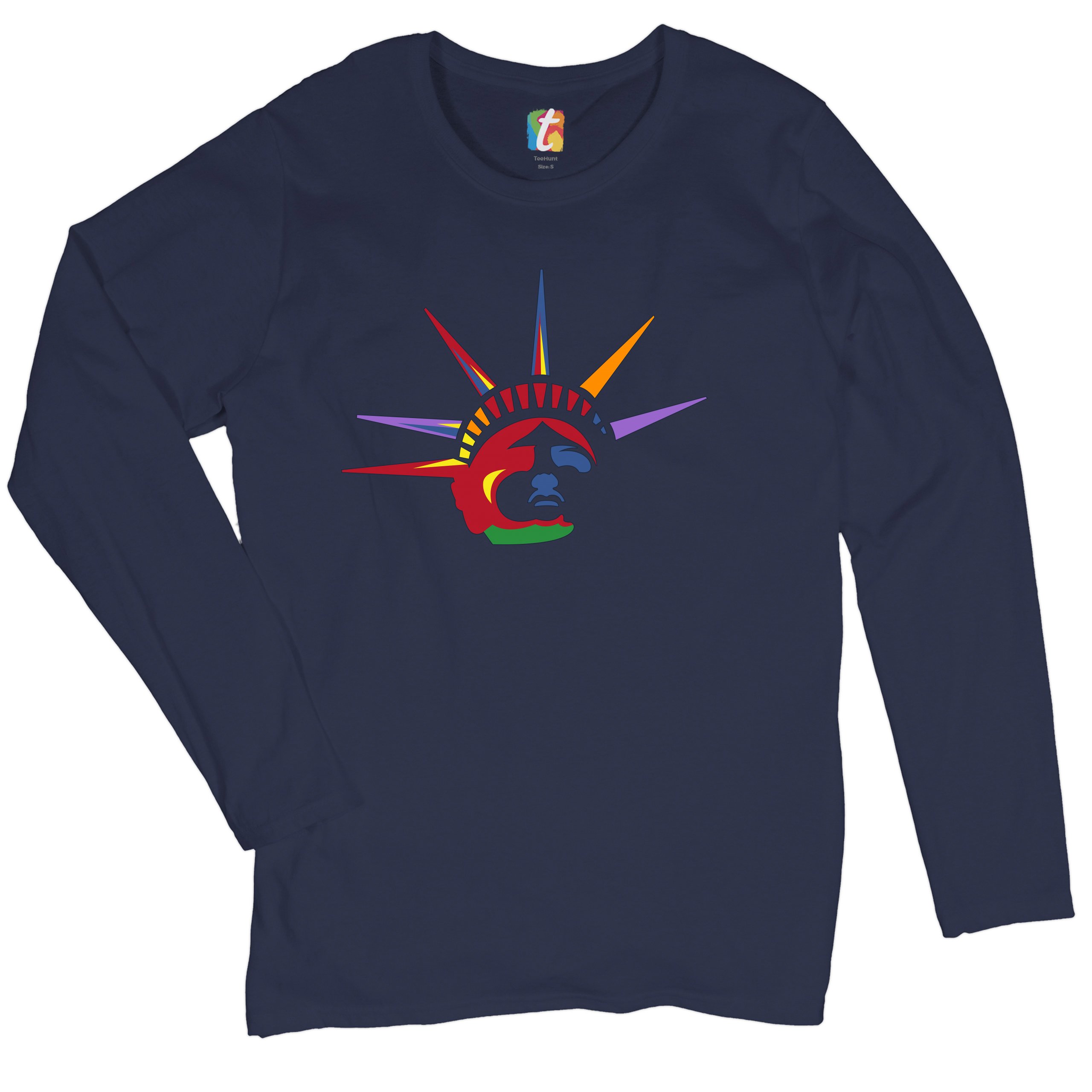 Lady Liberty Women's Long Sleeve T-shirt New York Statue of Liberty 4th of July - Picture 18 of 29