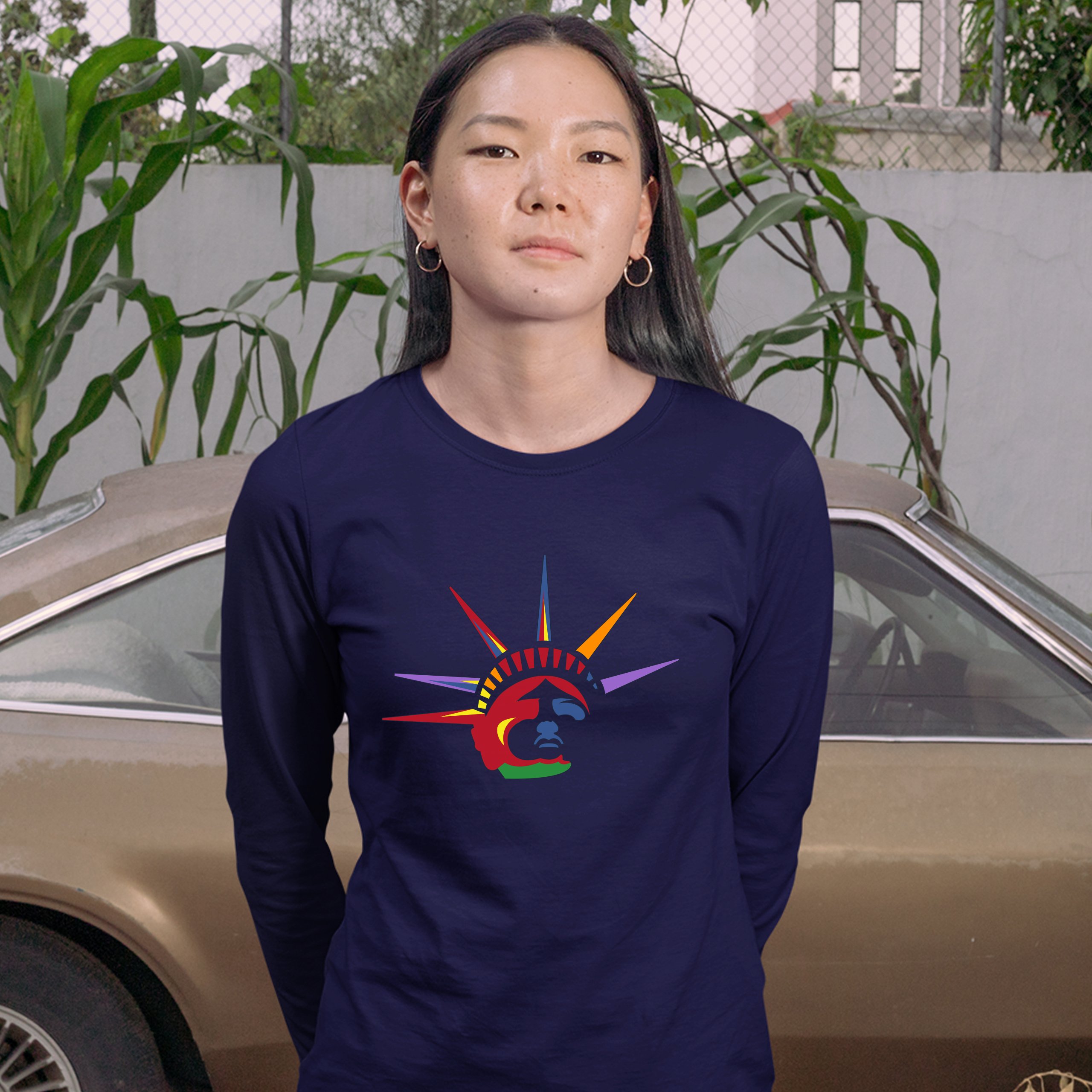 Lady Liberty Women's Long Sleeve T-shirt New York Statue of Liberty 4th of July - Picture 21 of 29