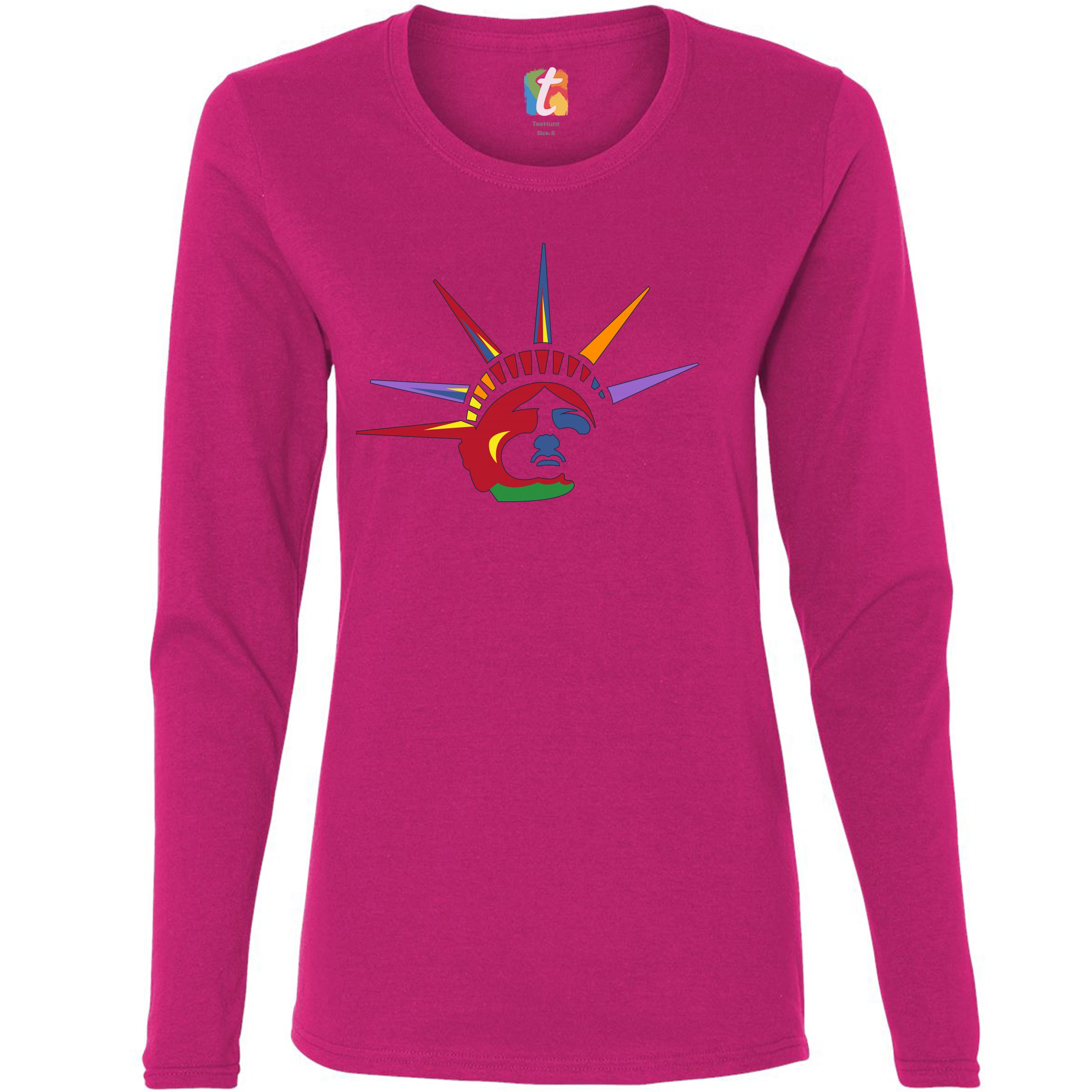 Lady Liberty Women's Long Sleeve T-shirt New York Statue of Liberty 4th of July - Picture 27 of 29