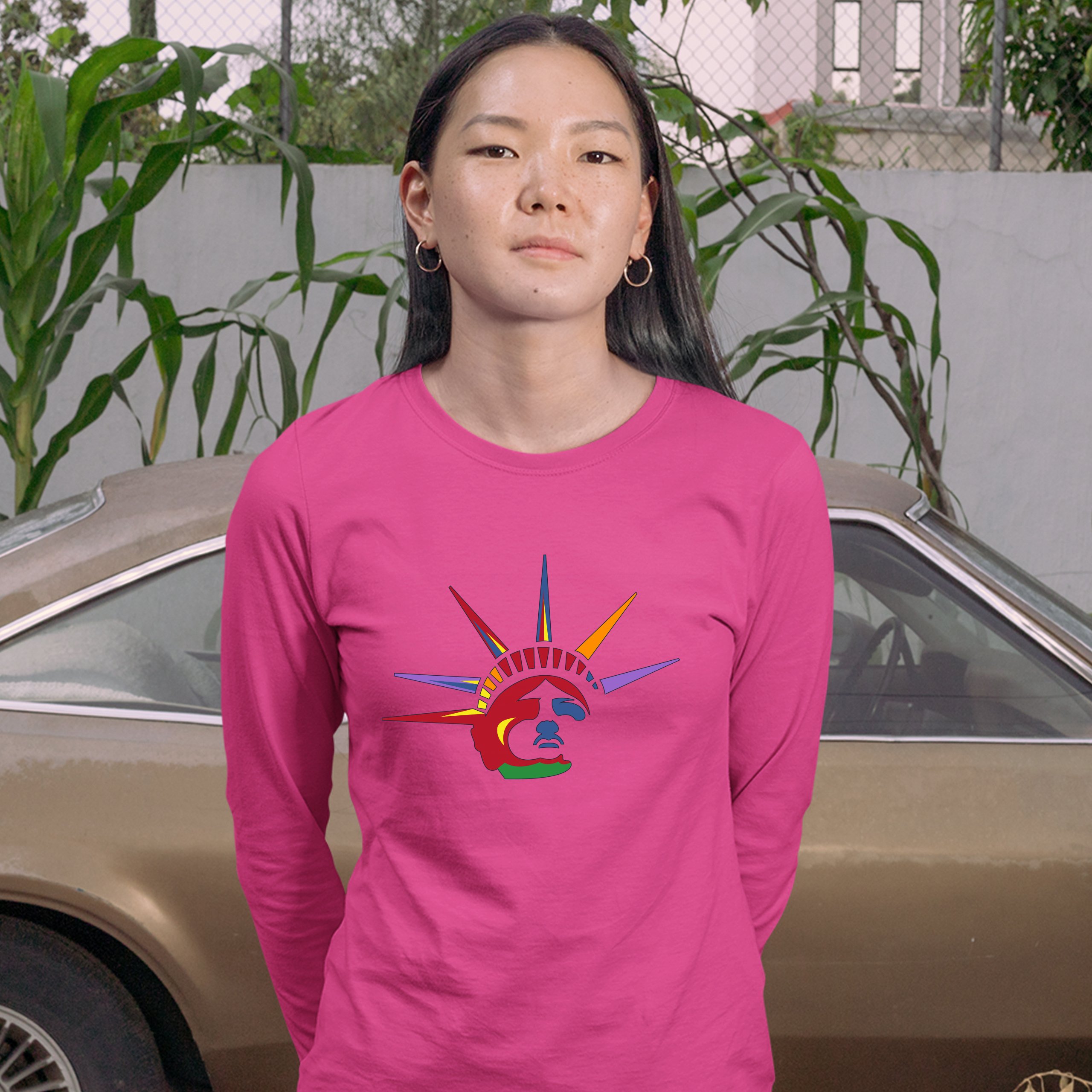 Lady Liberty Women's Long Sleeve T-shirt New York Statue of Liberty 4th of July - Picture 29 of 29
