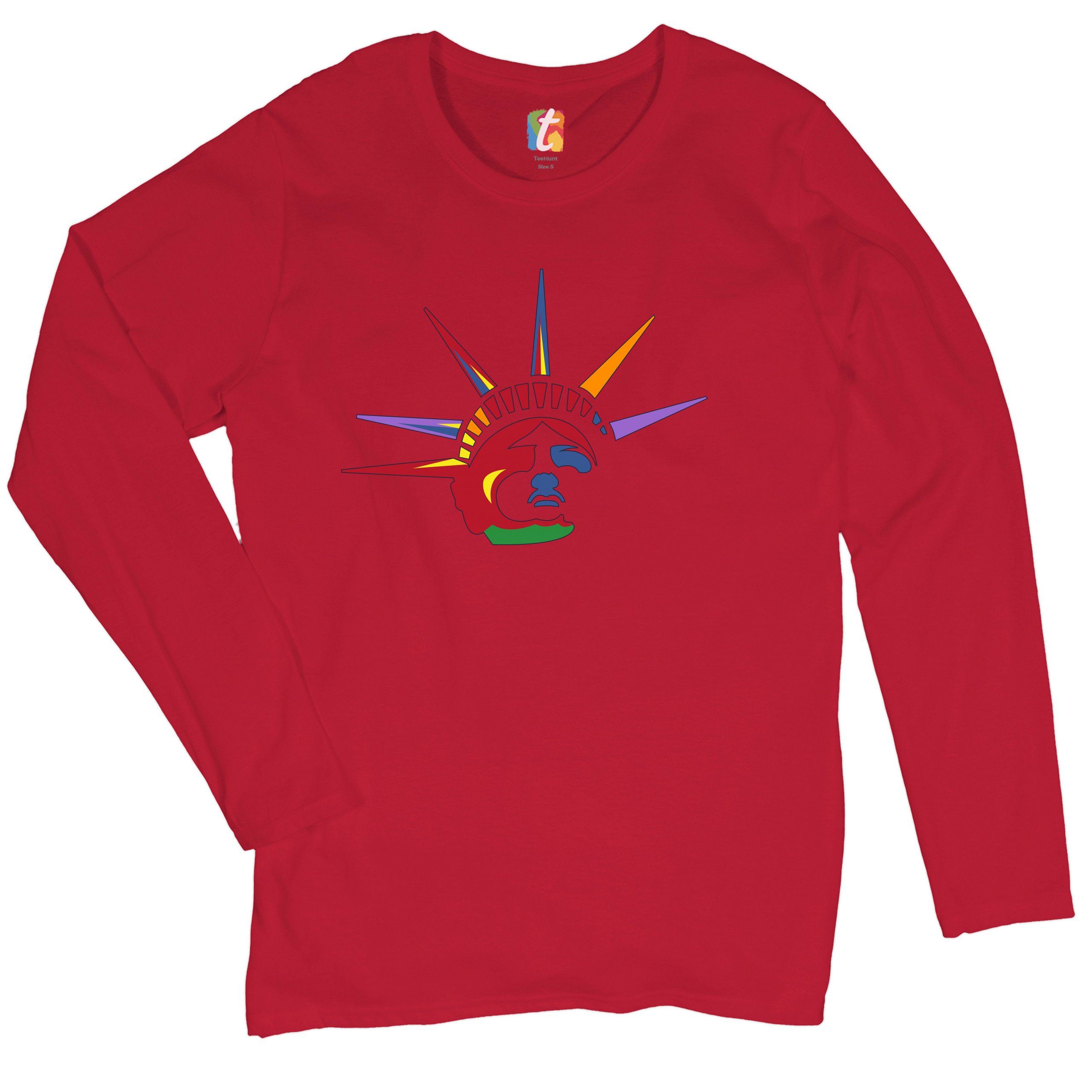 Lady Liberty Women's Long Sleeve T-shirt New York Statue of Liberty 4th of July - Picture 10 of 29