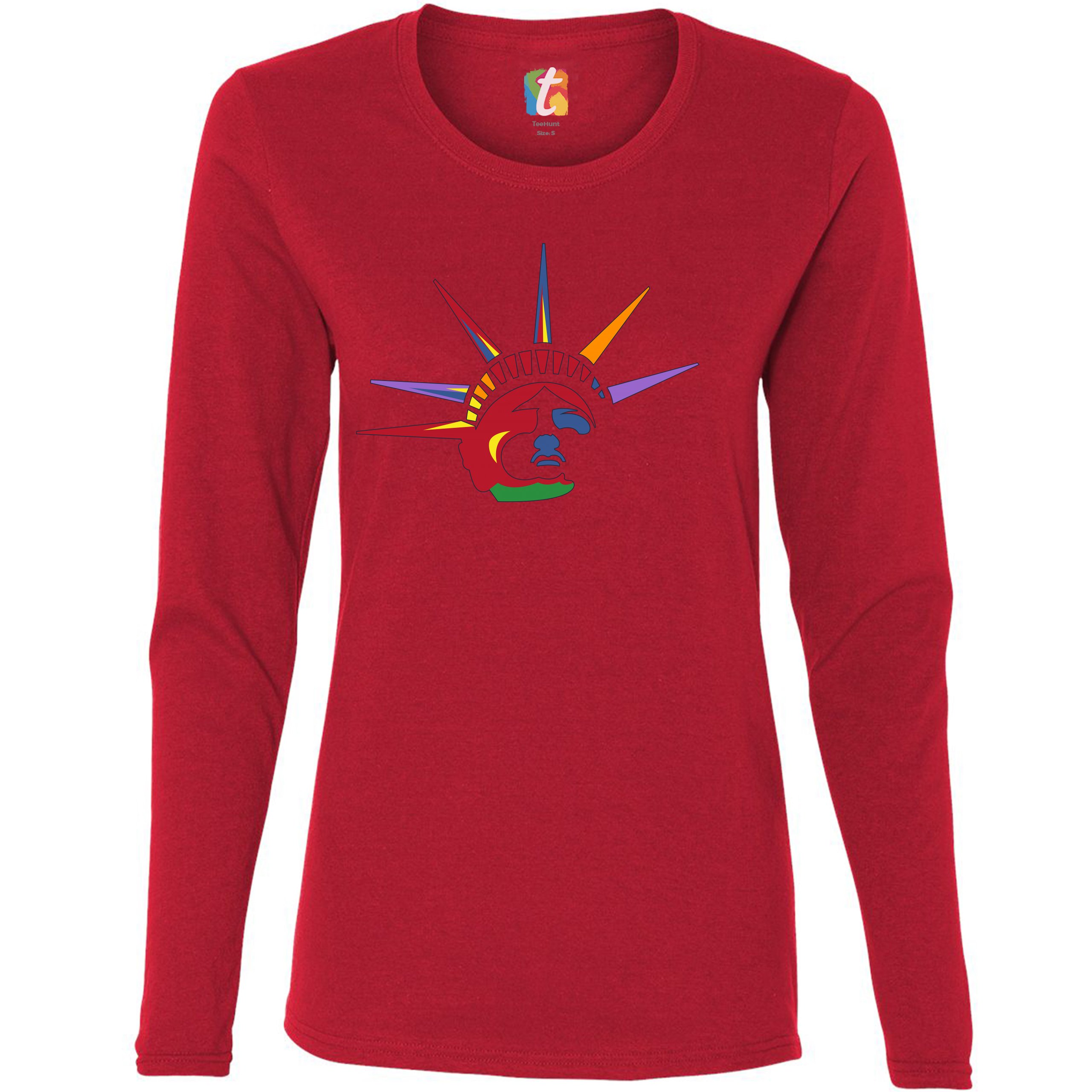 Lady Liberty Women's Long Sleeve T-shirt New York Statue of Liberty 4th of July - Picture 11 of 29