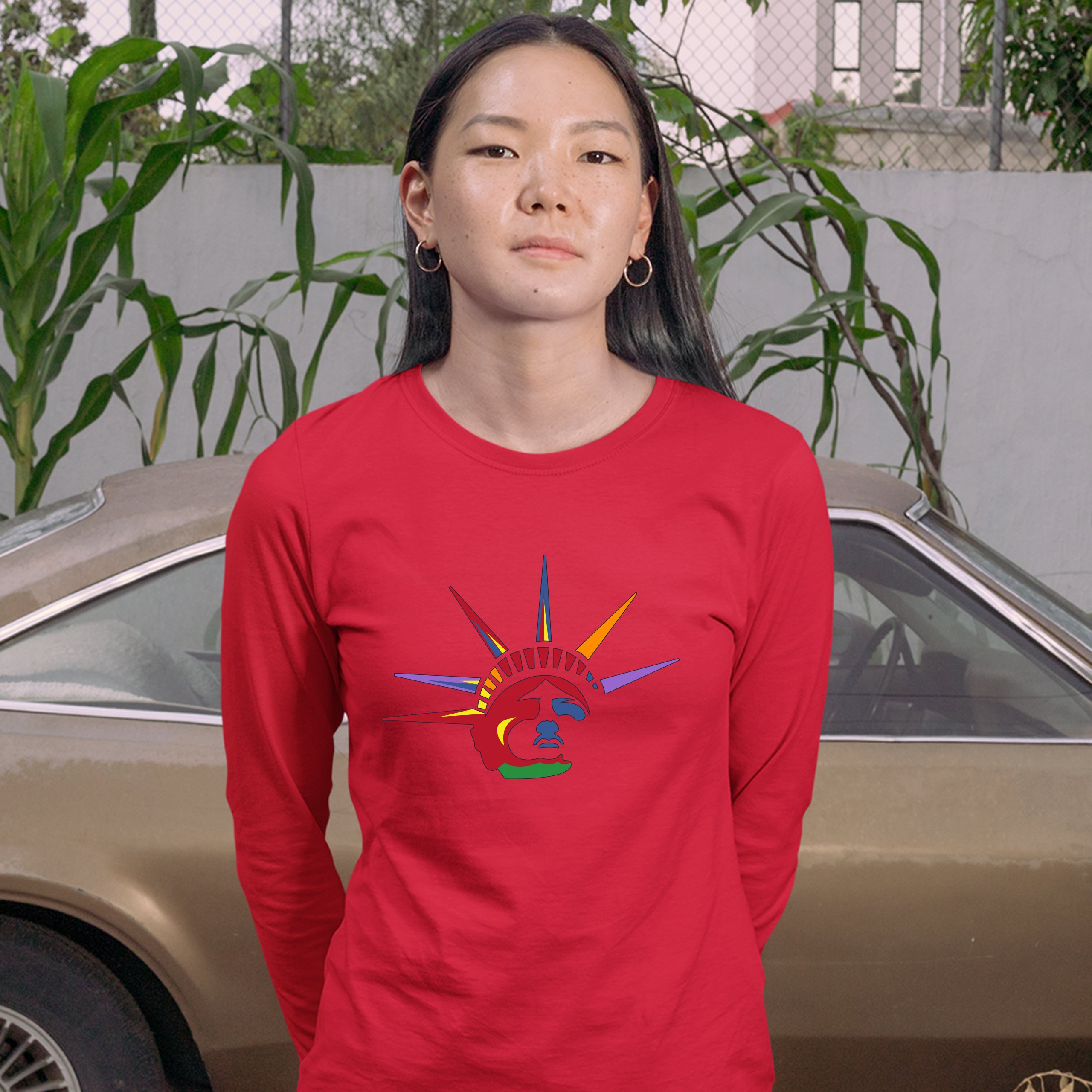 Lady Liberty Women's Long Sleeve T-shirt New York Statue of Liberty 4th of July - Picture 13 of 29
