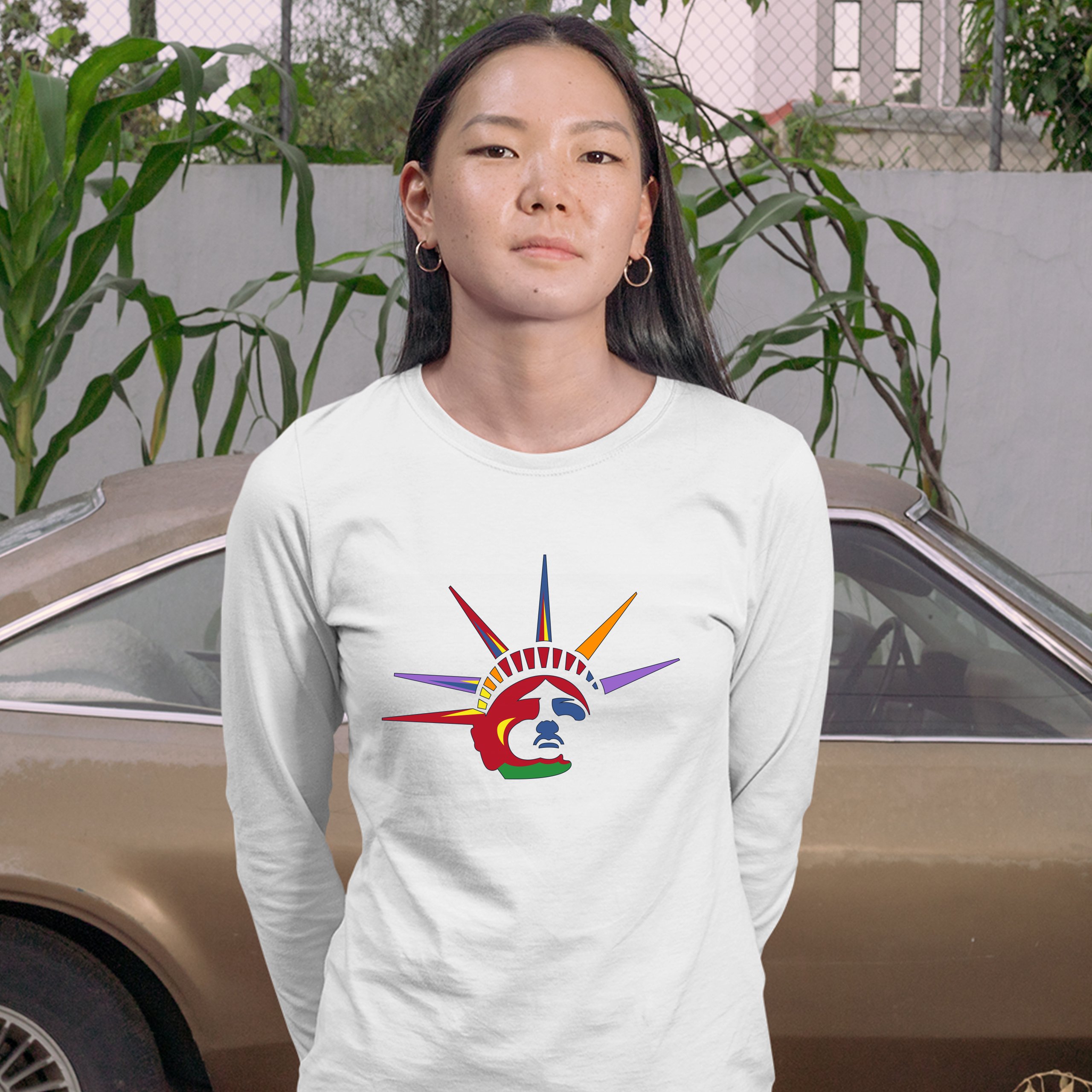 Lady Liberty Women's Long Sleeve T-shirt New York Statue of Liberty 4th of July - Picture 17 of 29