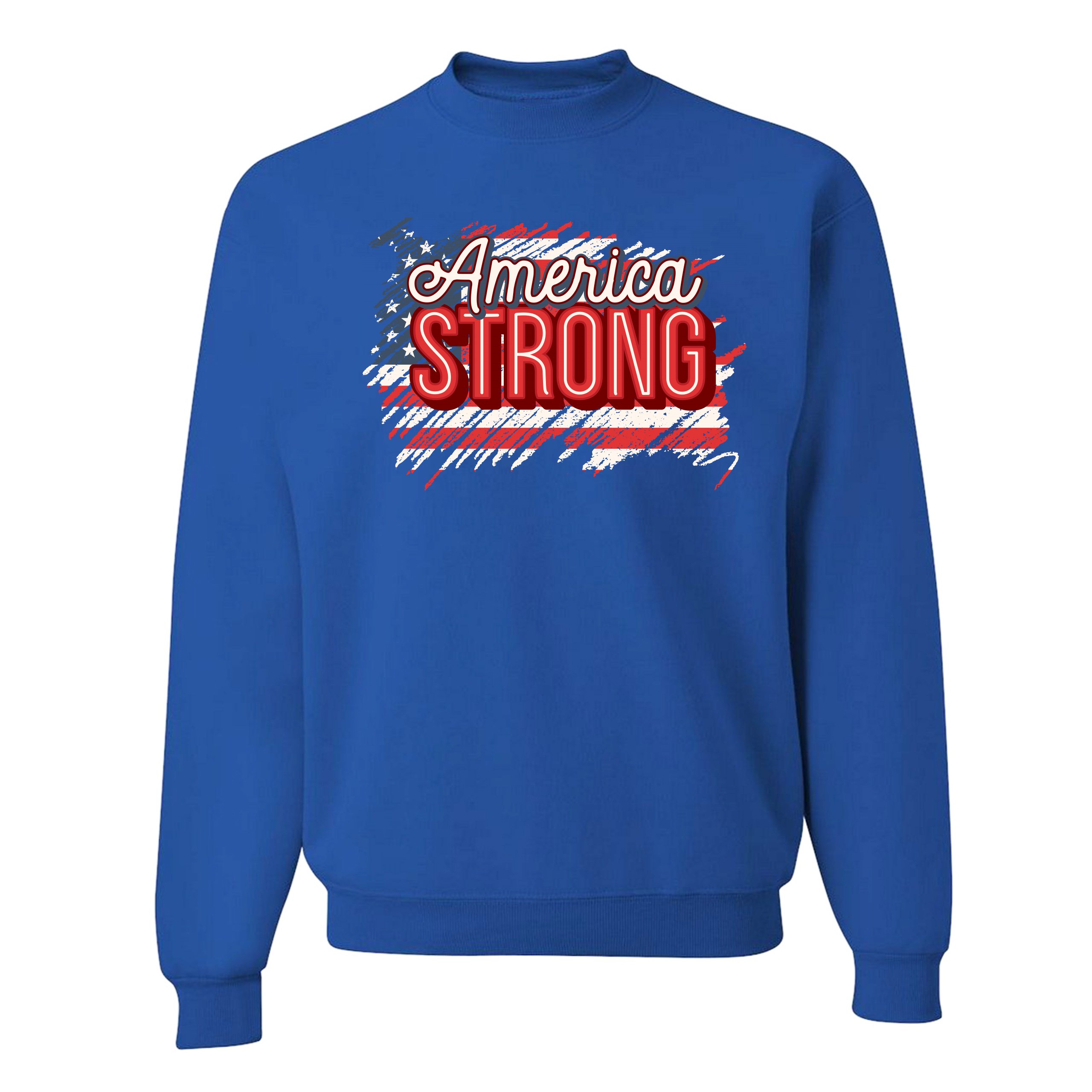 America Strong Sweatshirt Distressed American Flag 4th of July USA Crewneck - Picture 33 of 36