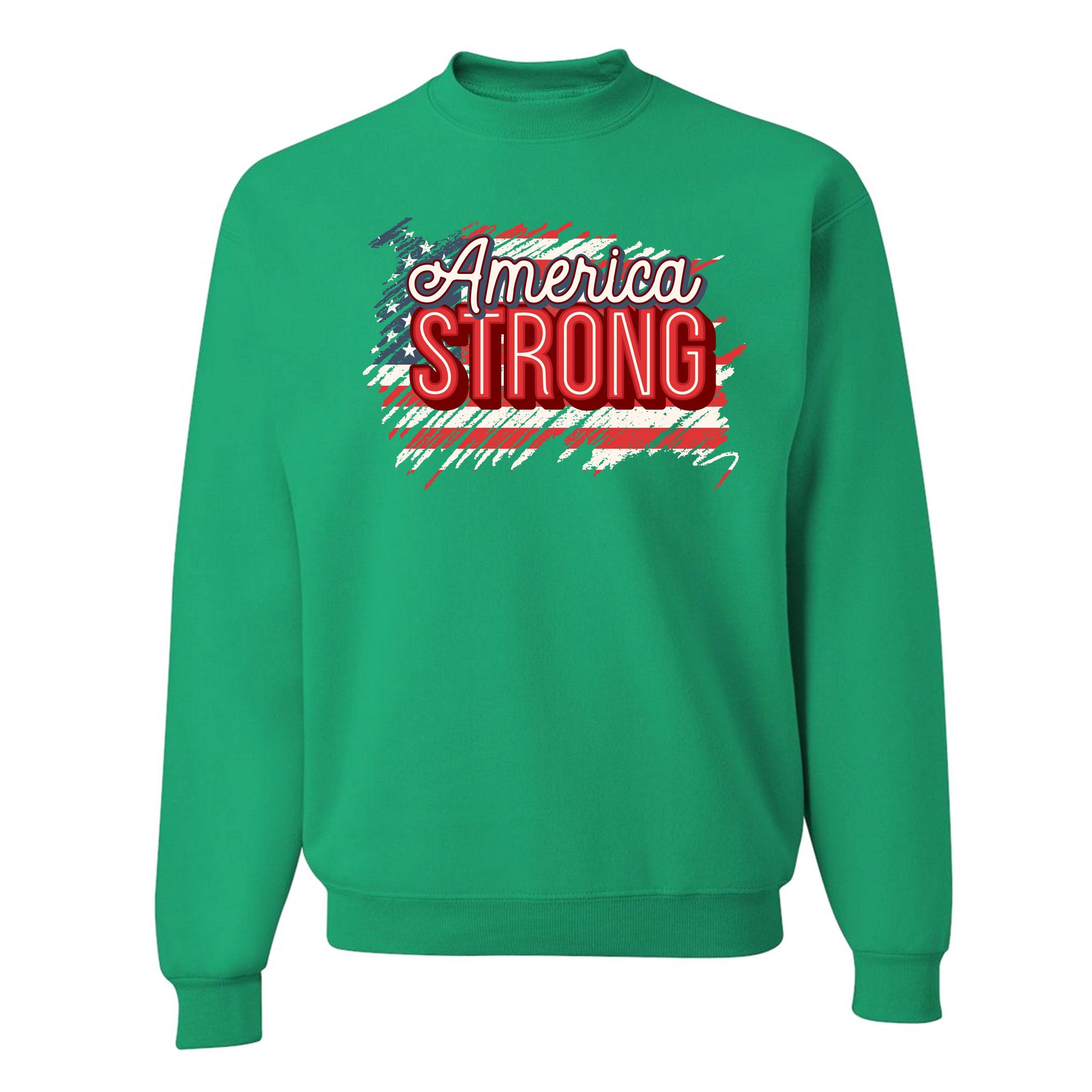 America Strong Sweatshirt Distressed American Flag 4th of July USA Crewneck - Picture 28 of 36