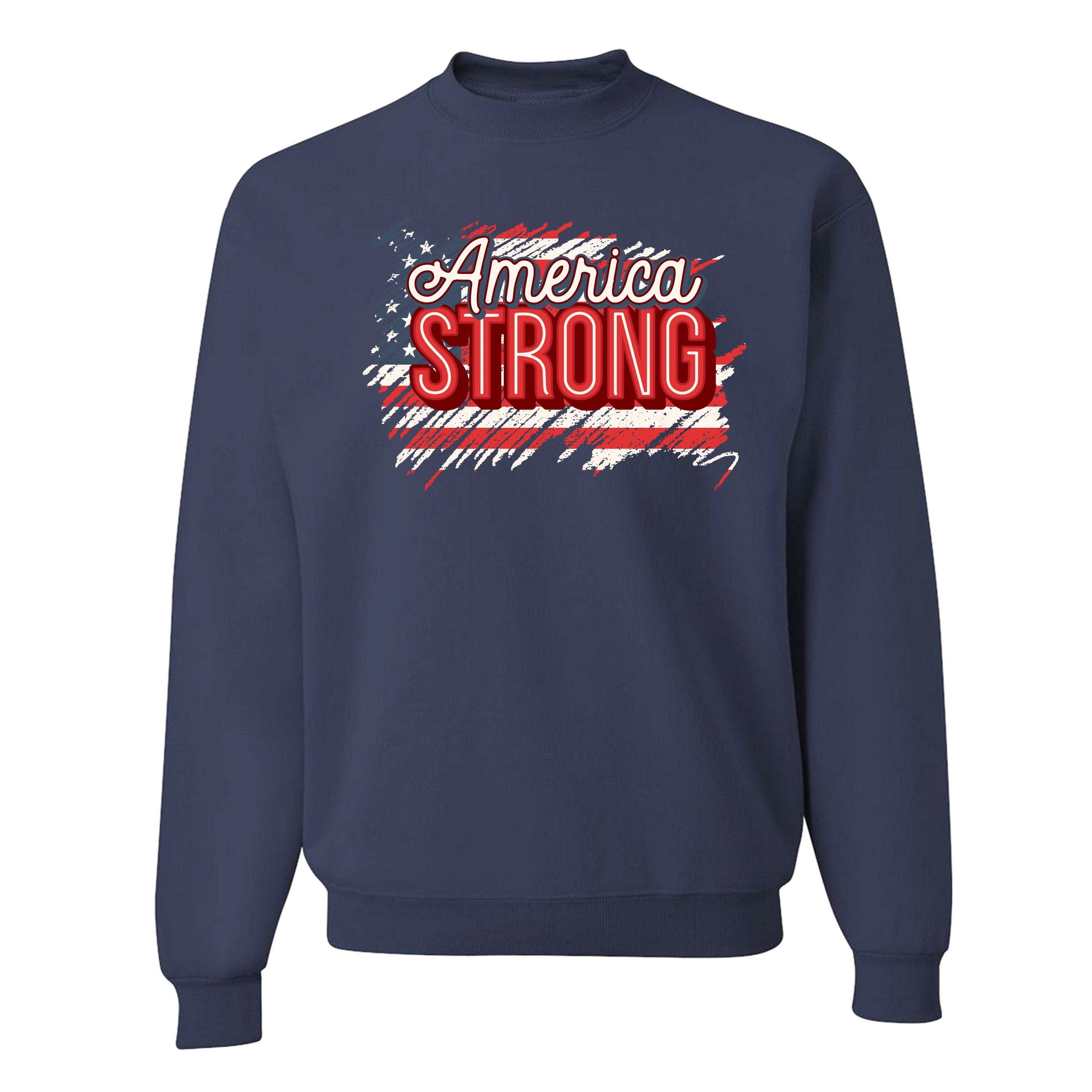 America Strong Sweatshirt Distressed American Flag 4th of July USA Crewneck - Picture 23 of 36