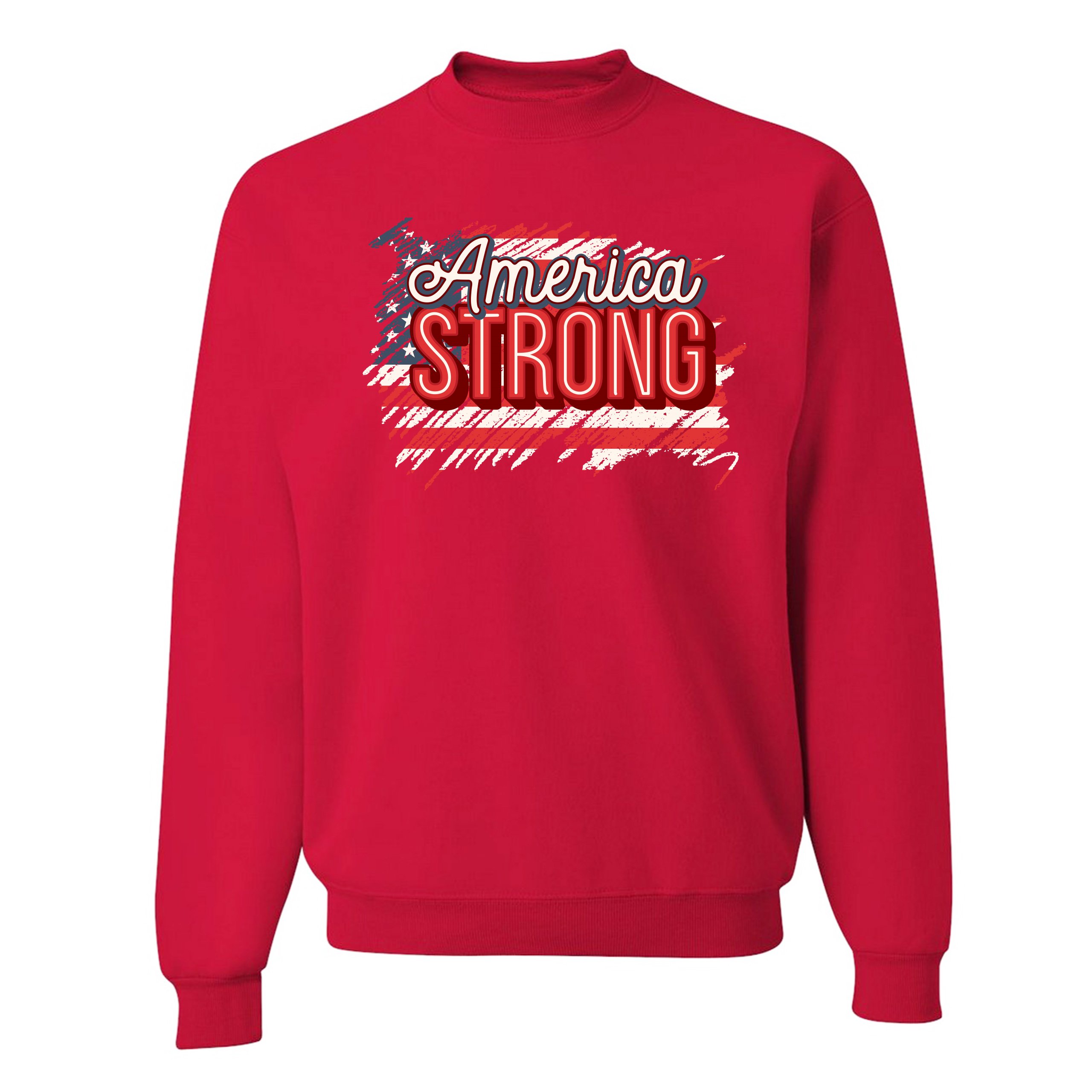 America Strong Sweatshirt Distressed American Flag 4th of July USA Crewneck - Picture 13 of 36