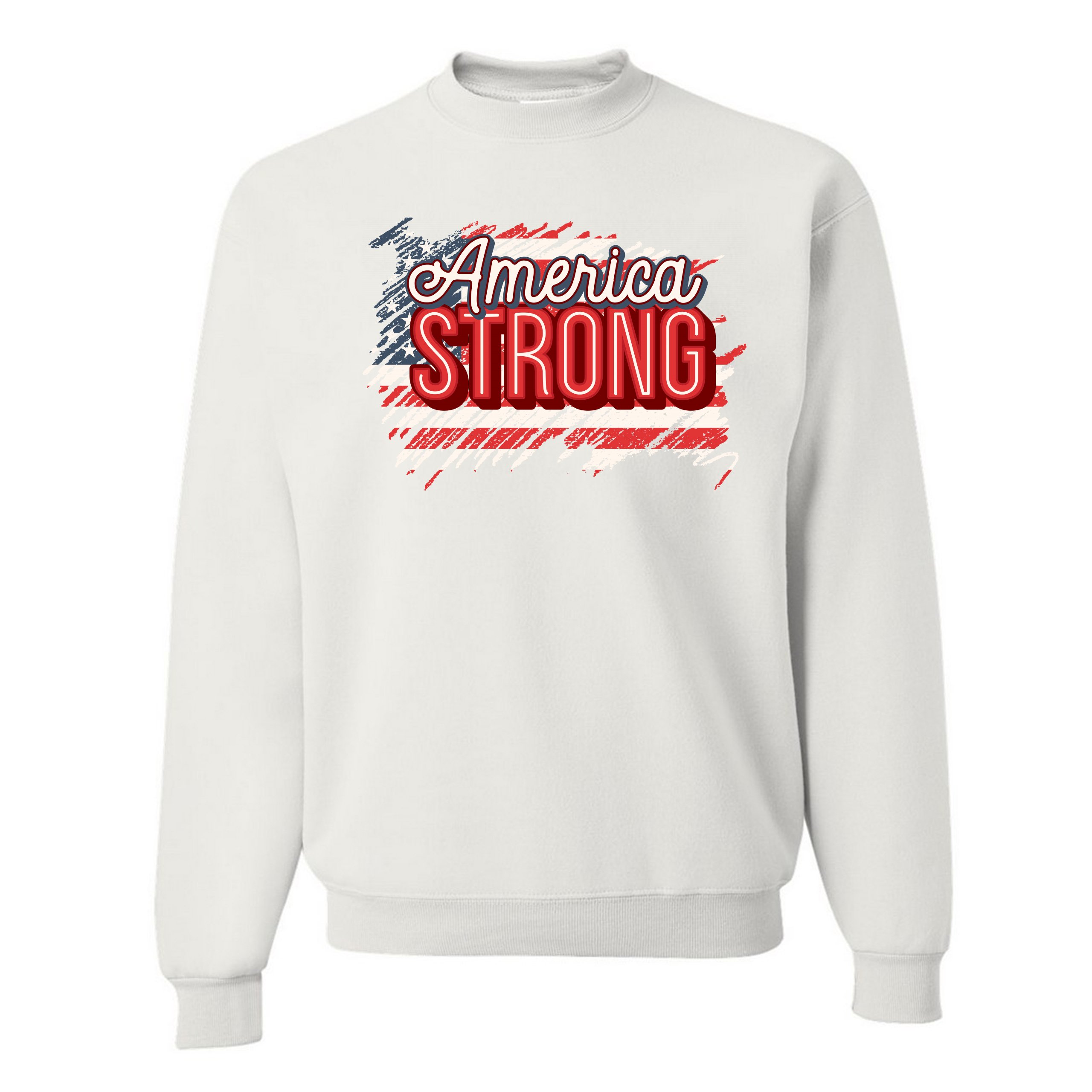America Strong Sweatshirt Distressed American Flag 4th of July USA Crewneck - Picture 18 of 36