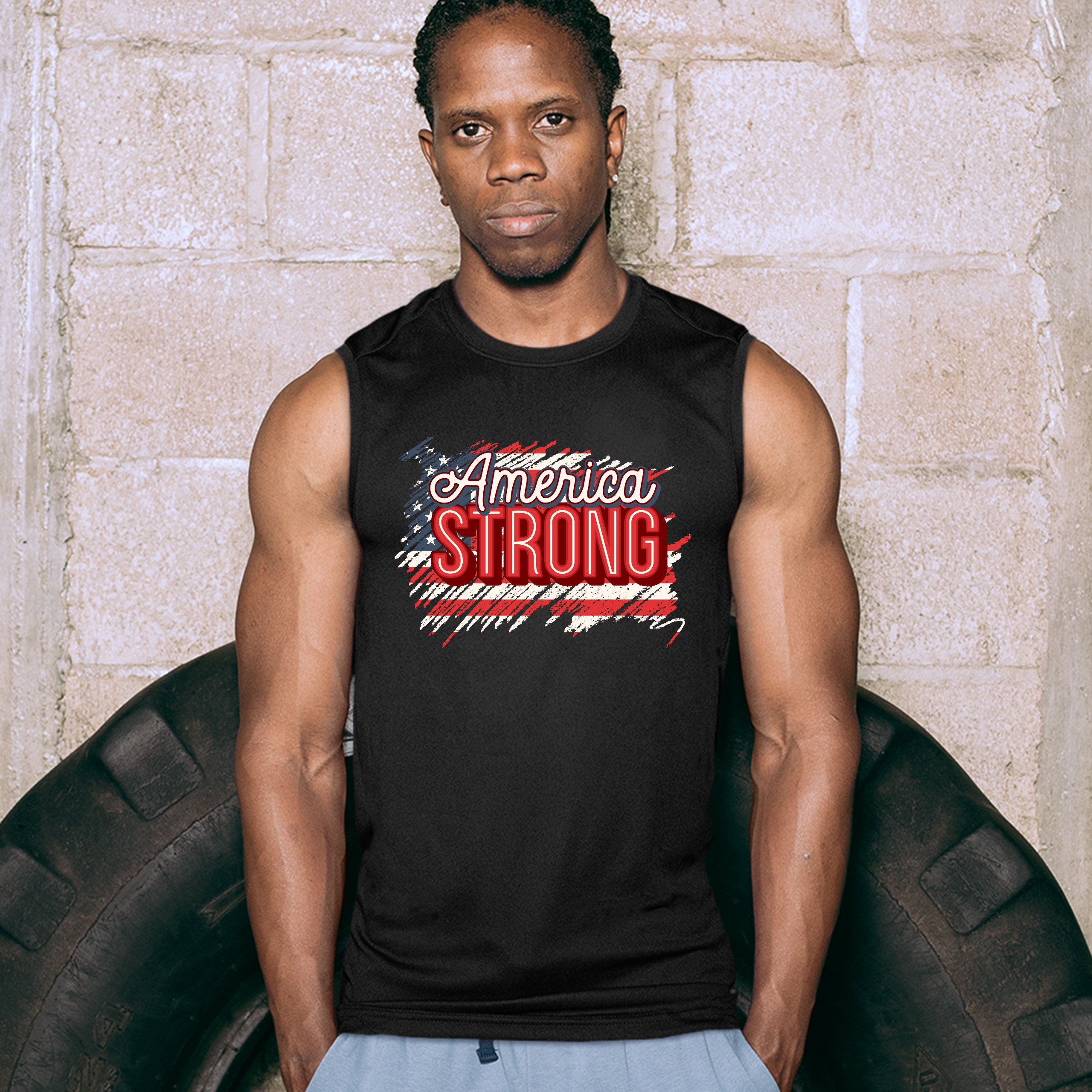 Camisa America Strong Muscle Envejecida Bandera Americana 4 de Julio EE. UU. Para Hombre - Imagen 5 de 21