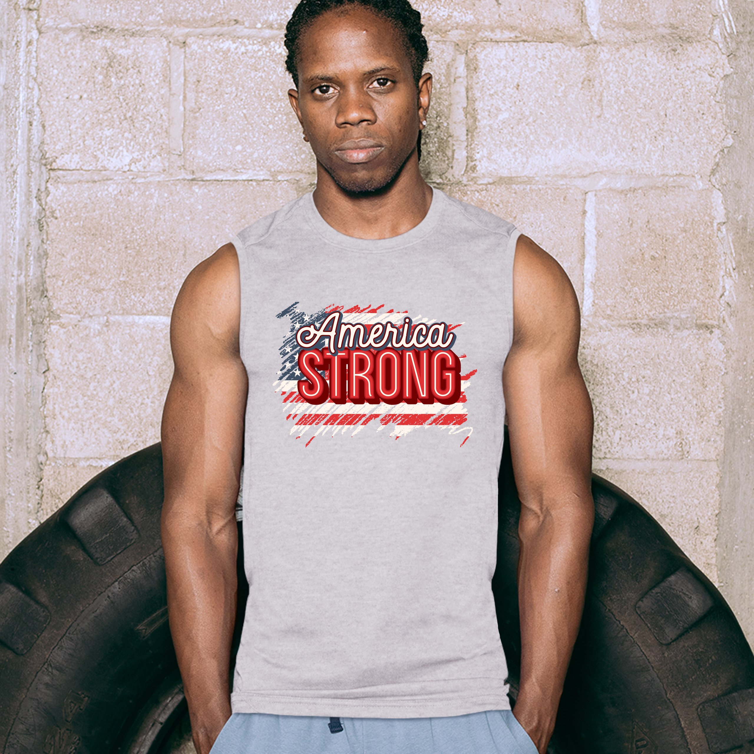Camisa America Strong Muscle Envejecida Bandera Americana 4 de Julio EE. UU. Para Hombre - Imagen 9 de 21