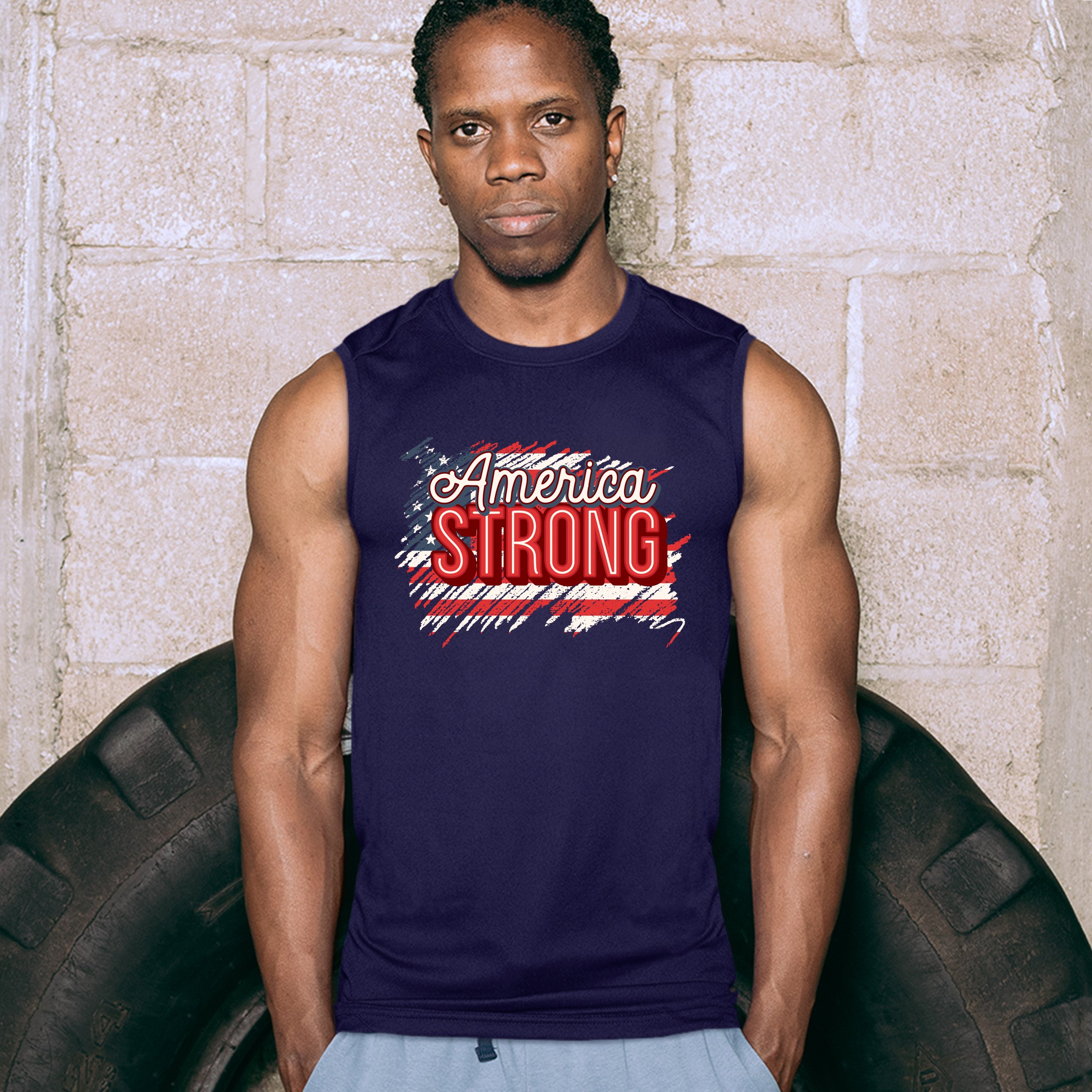Camisa America Strong Muscle Envejecida Bandera Americana 4 de Julio EE. UU. Para Hombre - Imagen 21 de 21