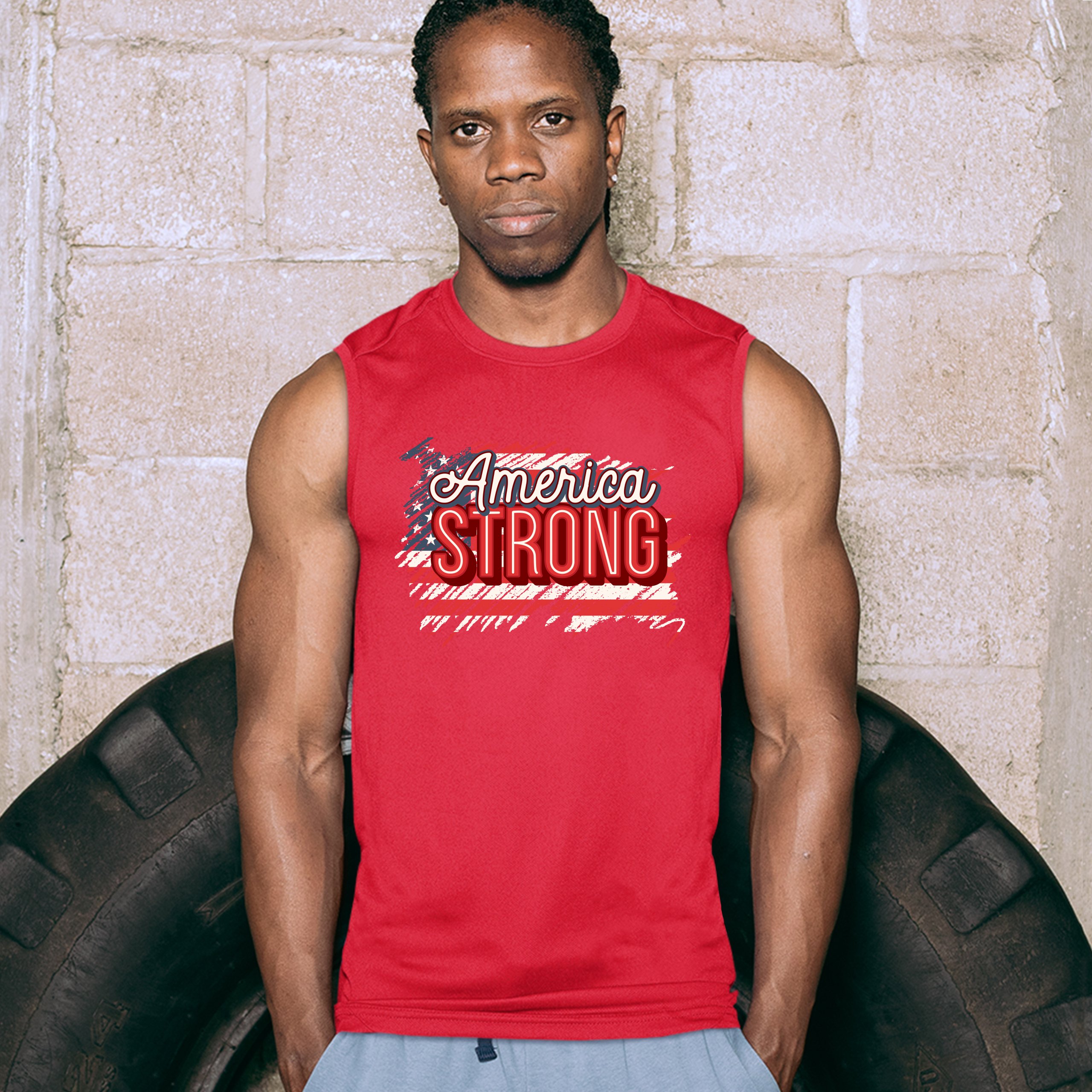 Camisa America Strong Muscle Envejecida Bandera Americana 4 de Julio EE. UU. Para Hombre - Imagen 13 de 21