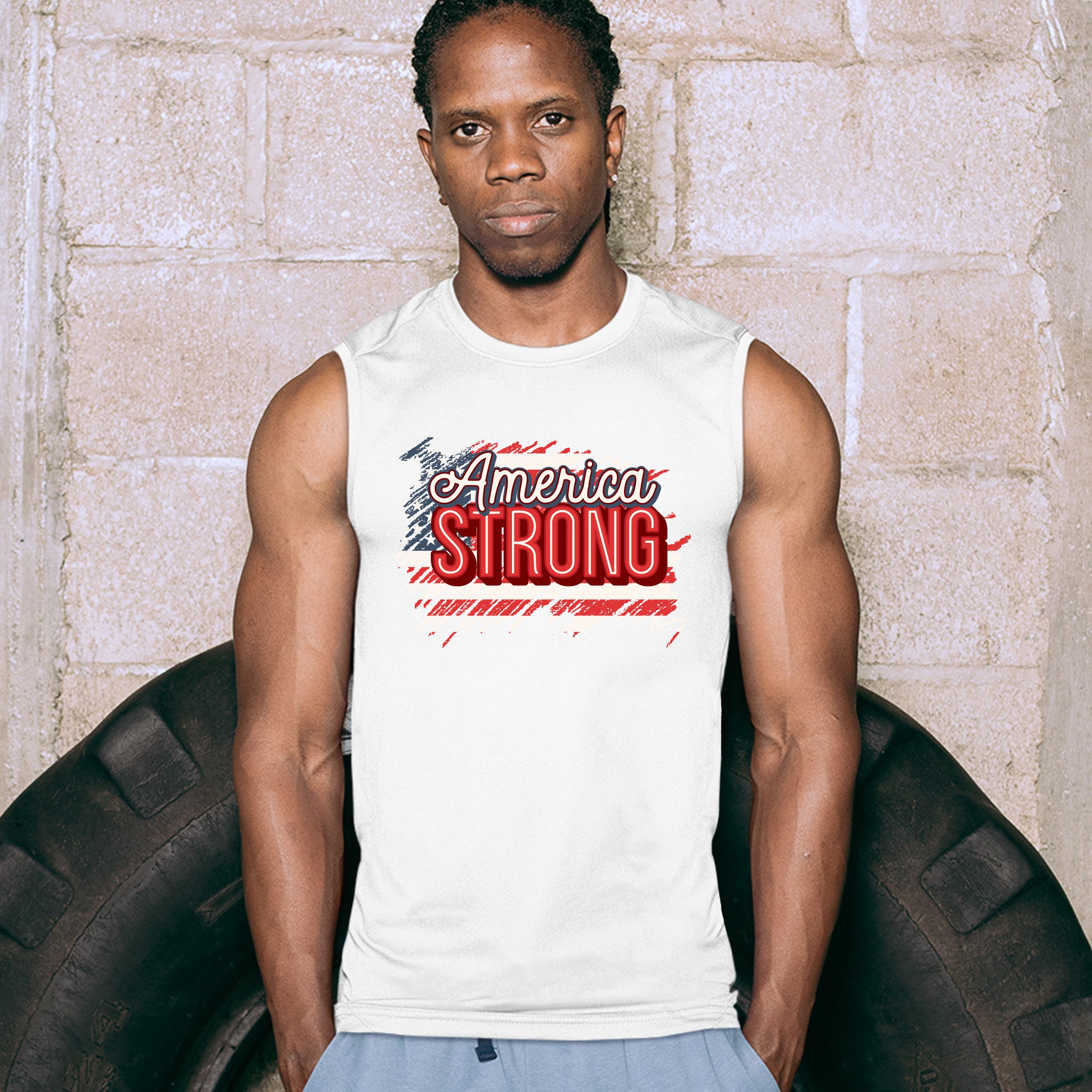 Camisa America Strong Muscle Envejecida Bandera Americana 4 de Julio EE. UU. Para Hombre - Imagen 17 de 21