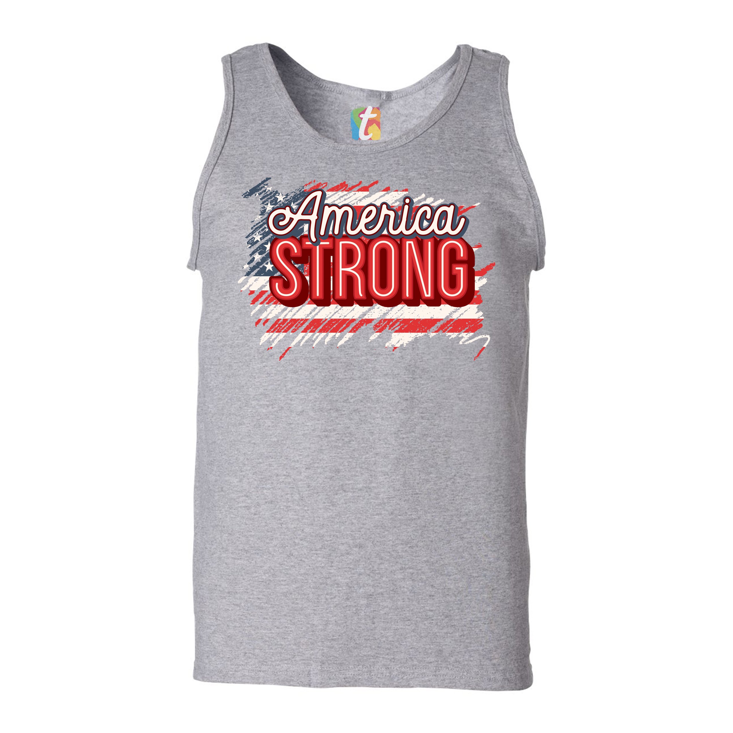 America Strong Tank Top Distressed American Flag 4th of July USA Men's Top - Picture 7 of 21