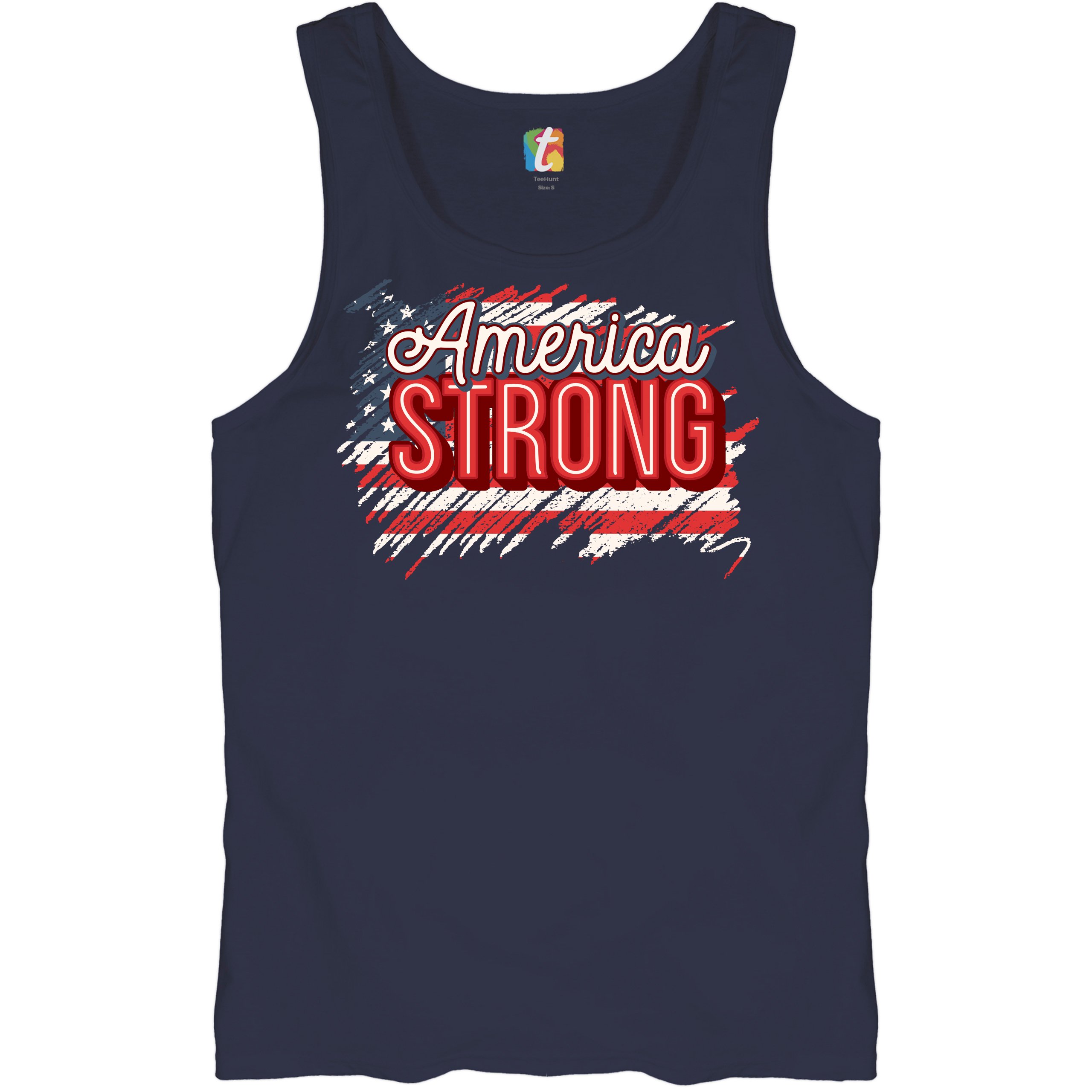 America Strong Tank Top Distressed American Flag 4th of July USA Men's Top - Picture 18 of 21