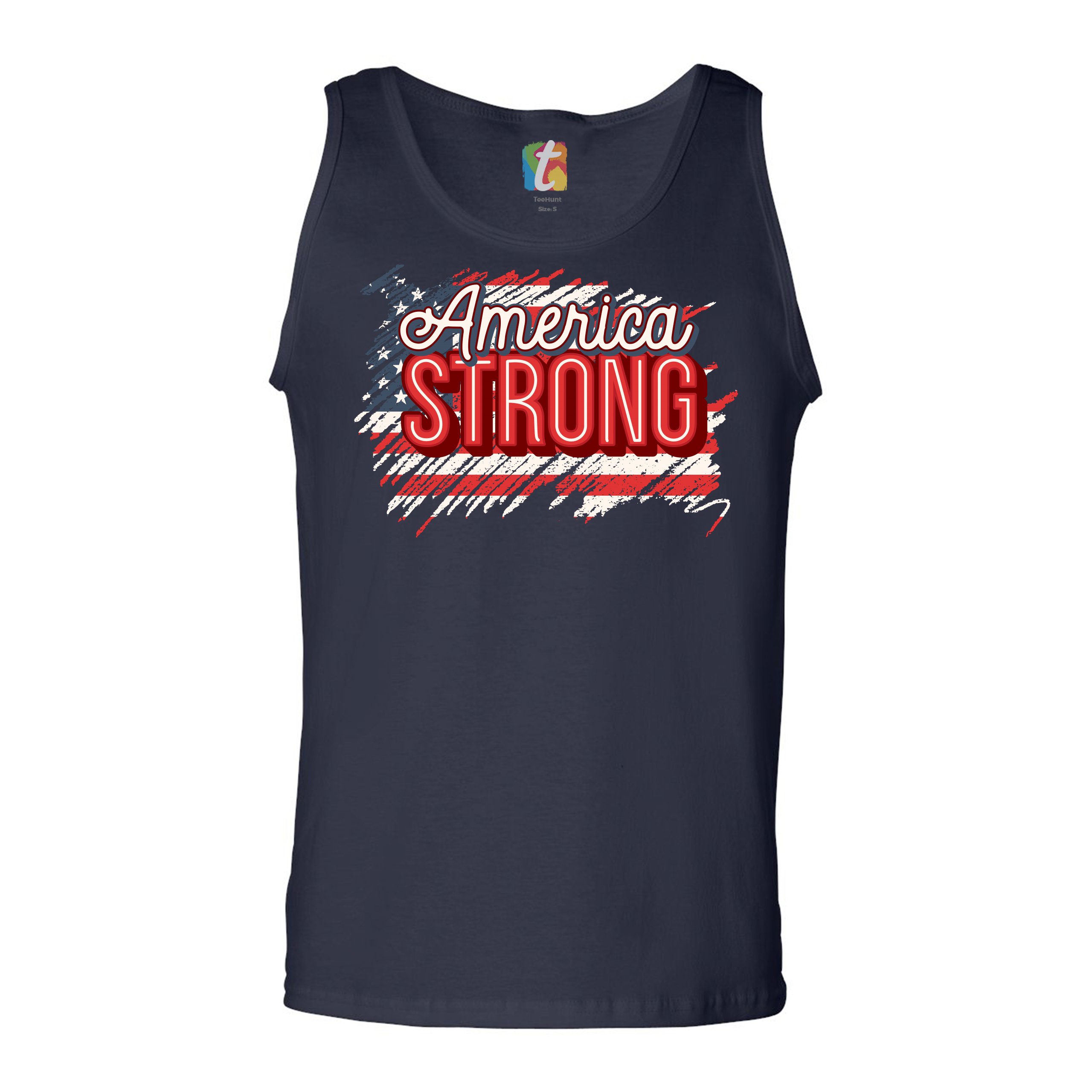 America Strong Tank Top Distressed American Flag 4th of July USA Men's Top - Picture 19 of 21