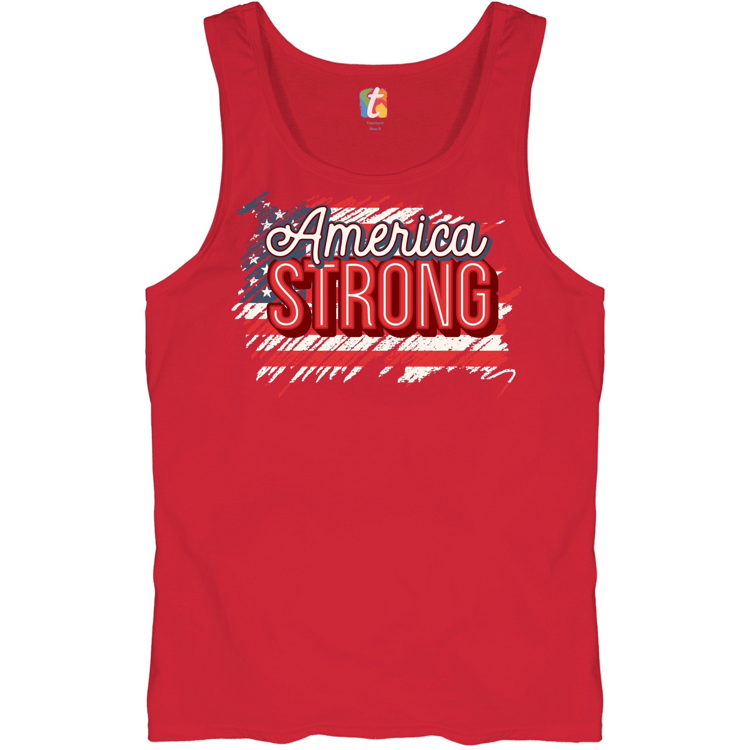 America Strong Tank Top Distressed American Flag 4th of July USA Men's Top - Picture 10 of 21