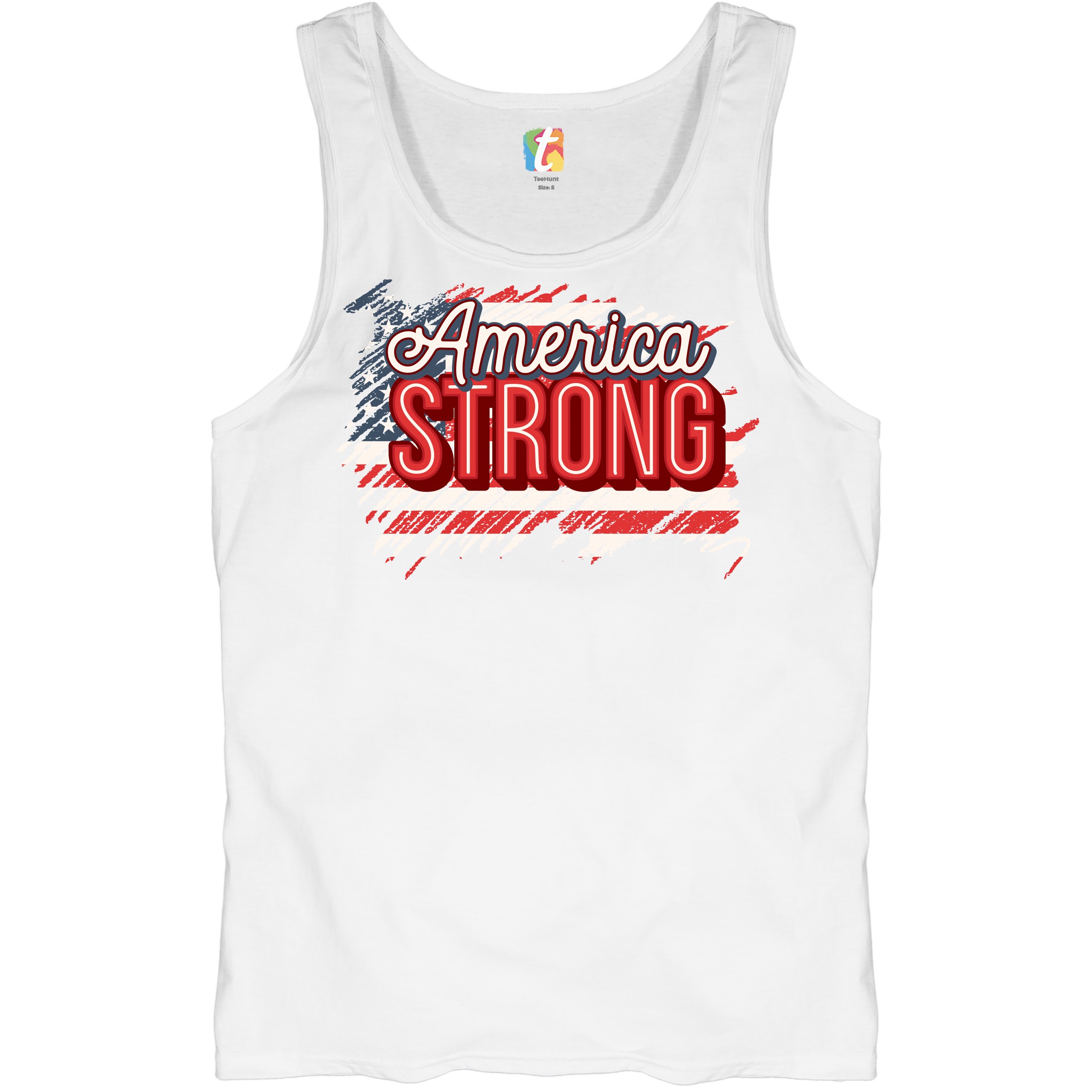 America Strong Tank Top Distressed American Flag 4th of July USA Men's Top - Picture 14 of 21