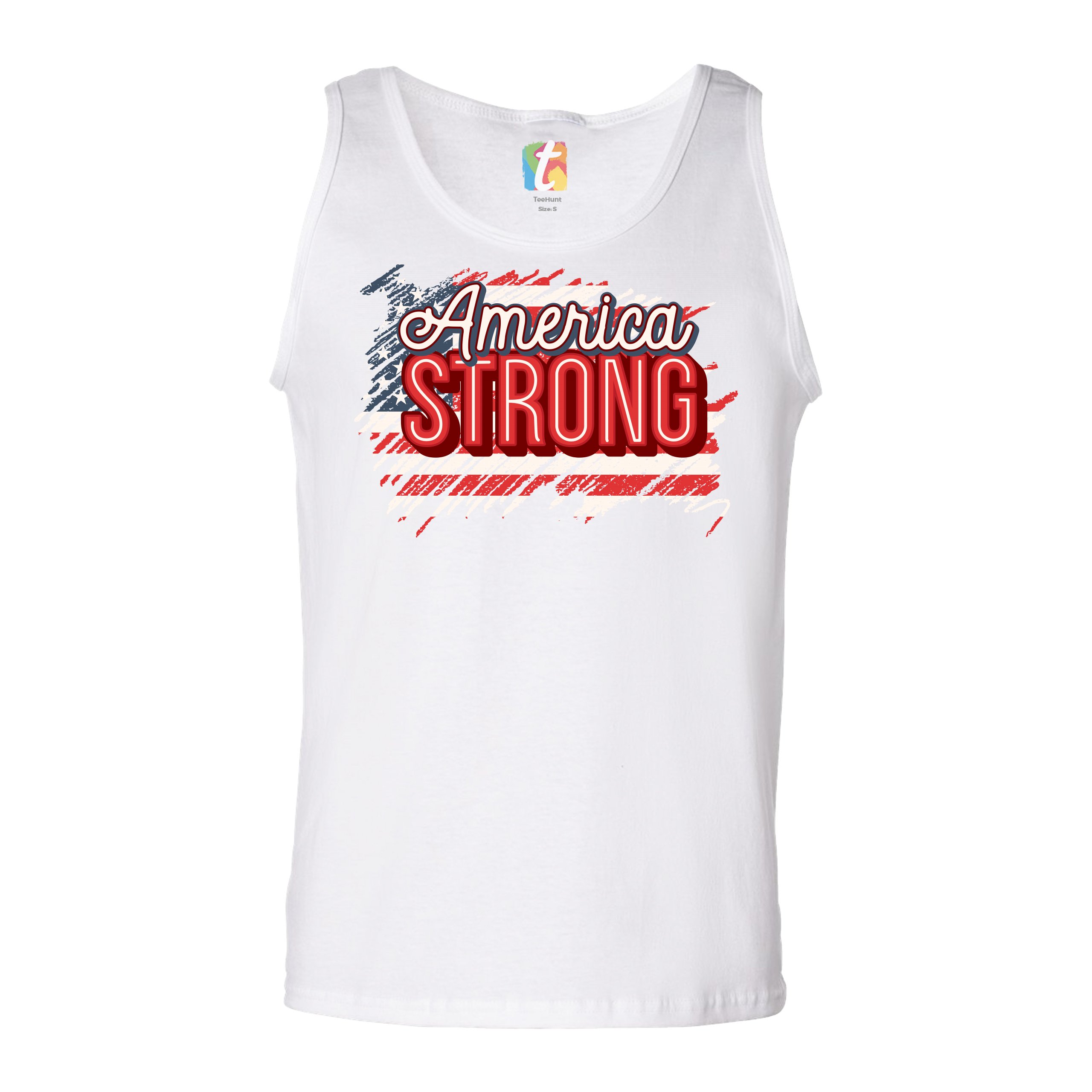 America Strong Tank Top Distressed American Flag 4th of July USA Men's Top - Picture 15 of 21