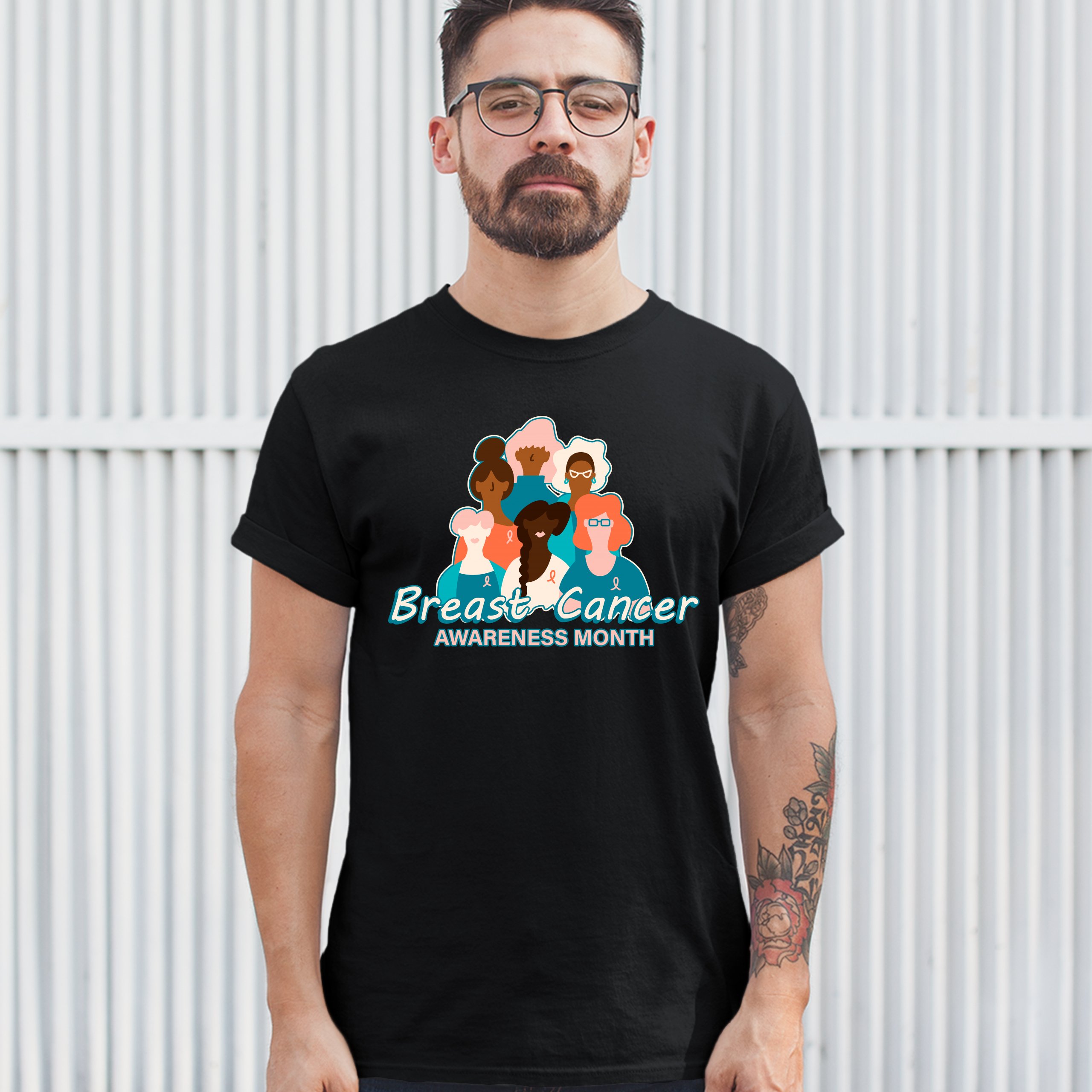 Breast Cancer Awareness Month T-shirt Pink Ribbon Cancer Survivor Men's Tee - Picture 5 of 61