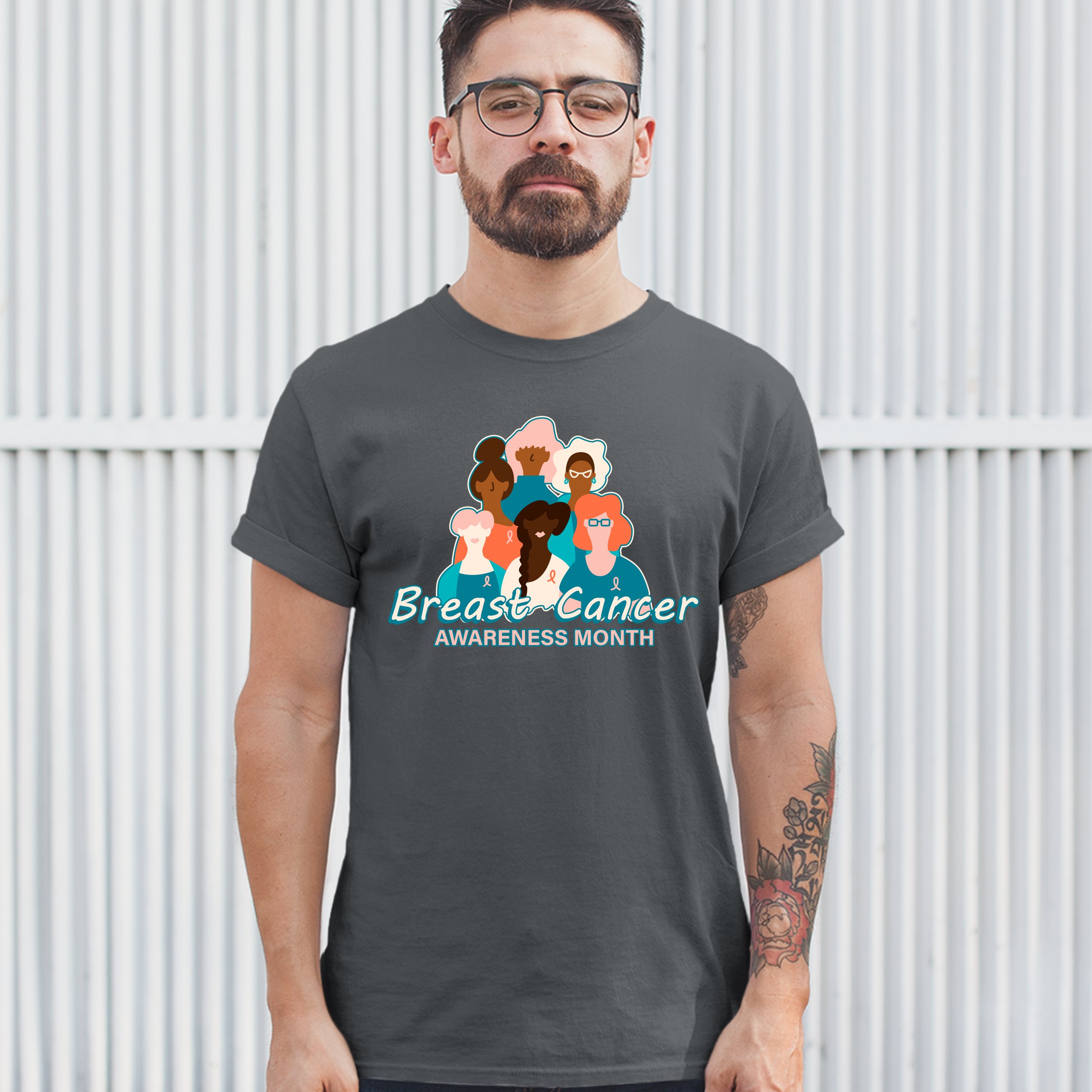 Breast Cancer Awareness Month T-shirt Pink Ribbon Cancer Survivor Men's Tee - Picture 45 of 61