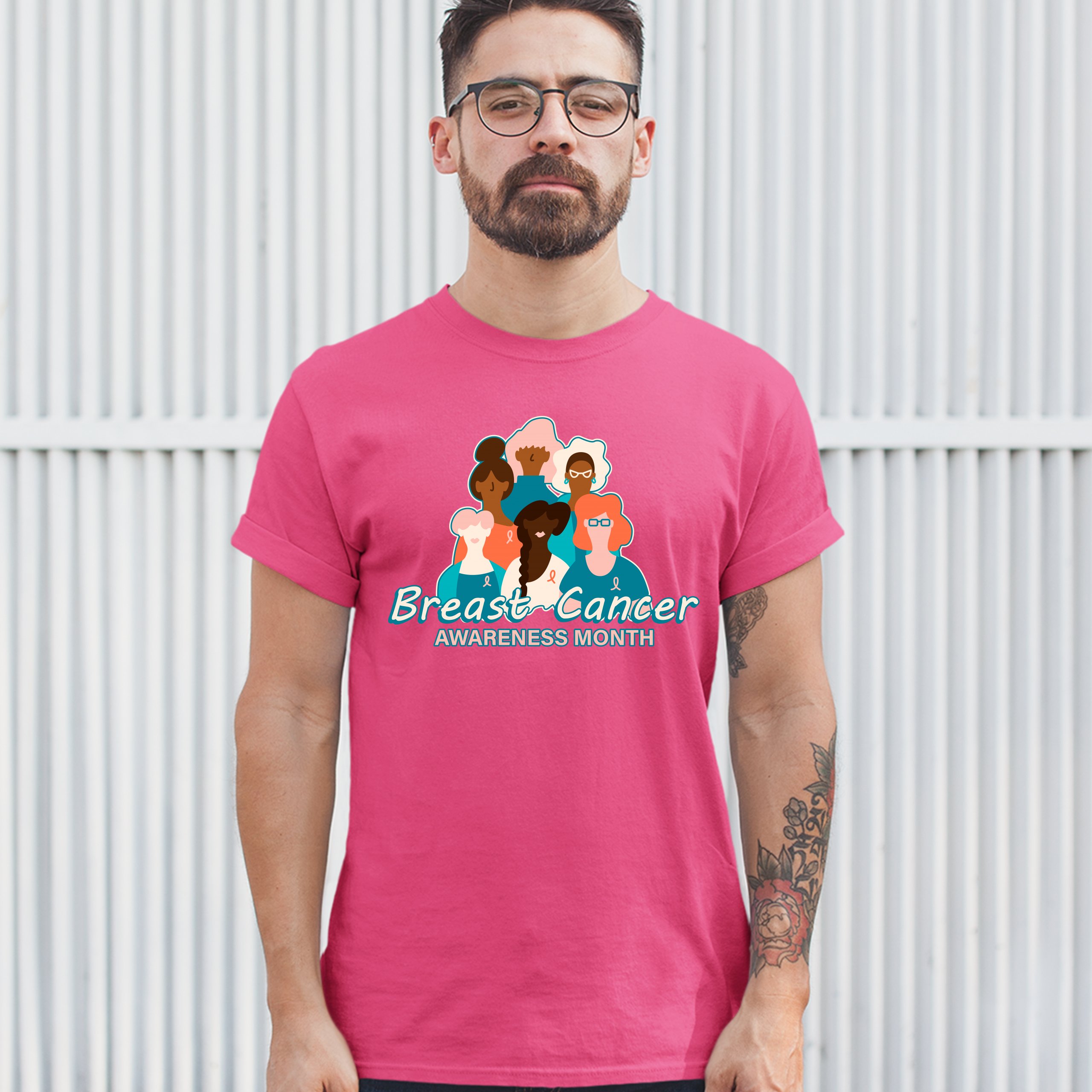 Breast Cancer Awareness Month T-shirt Pink Ribbon Cancer Survivor Men's Tee - Picture 13 of 61
