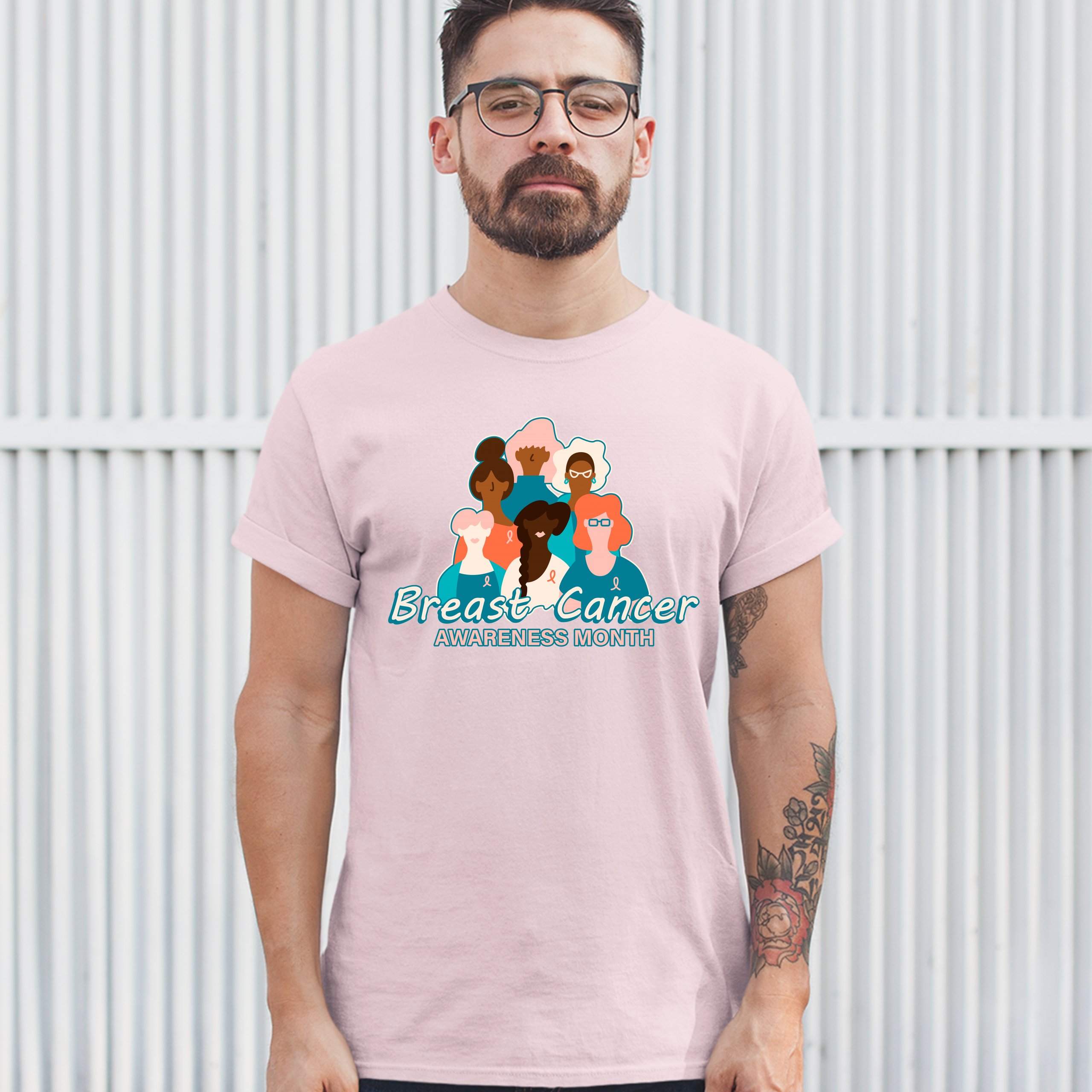 Breast Cancer Awareness Month T-shirt Pink Ribbon Cancer Survivor Men's Tee - Picture 49 of 61