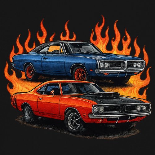 Classic American Muscle Car Flame Sweatshirt Vintage Horsepower V8 Crewneck - Picture 4 of 50
