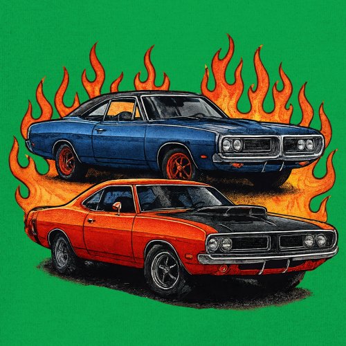 Classic American Muscle Car Flame Sweatshirt Vintage Horsepower V8 Crewneck - Picture 39 of 50