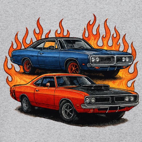 Classic American Muscle Car Flame Sweatshirt Vintage Horsepower V8 Crewneck - Picture 11 of 50