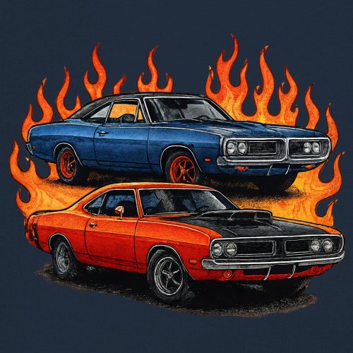 Classic American Muscle Car Flame Sweatshirt Vintage Horsepower V8 Crewneck - Picture 32 of 50