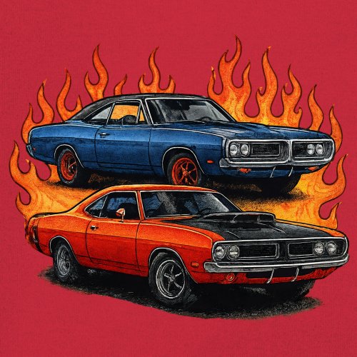Classic American Muscle Car Flame Sweatshirt Vintage Horsepower V8 Crewneck - Picture 18 of 50