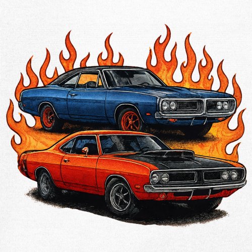 Classic American Muscle Car Flame Sweatshirt Vintage Horsepower V8 Crewneck - Picture 25 of 50