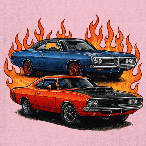 Classic American Muscle Car Flame Long Sleeve T-shirt Vintage Horsepower V8 - Picture 74 of 78