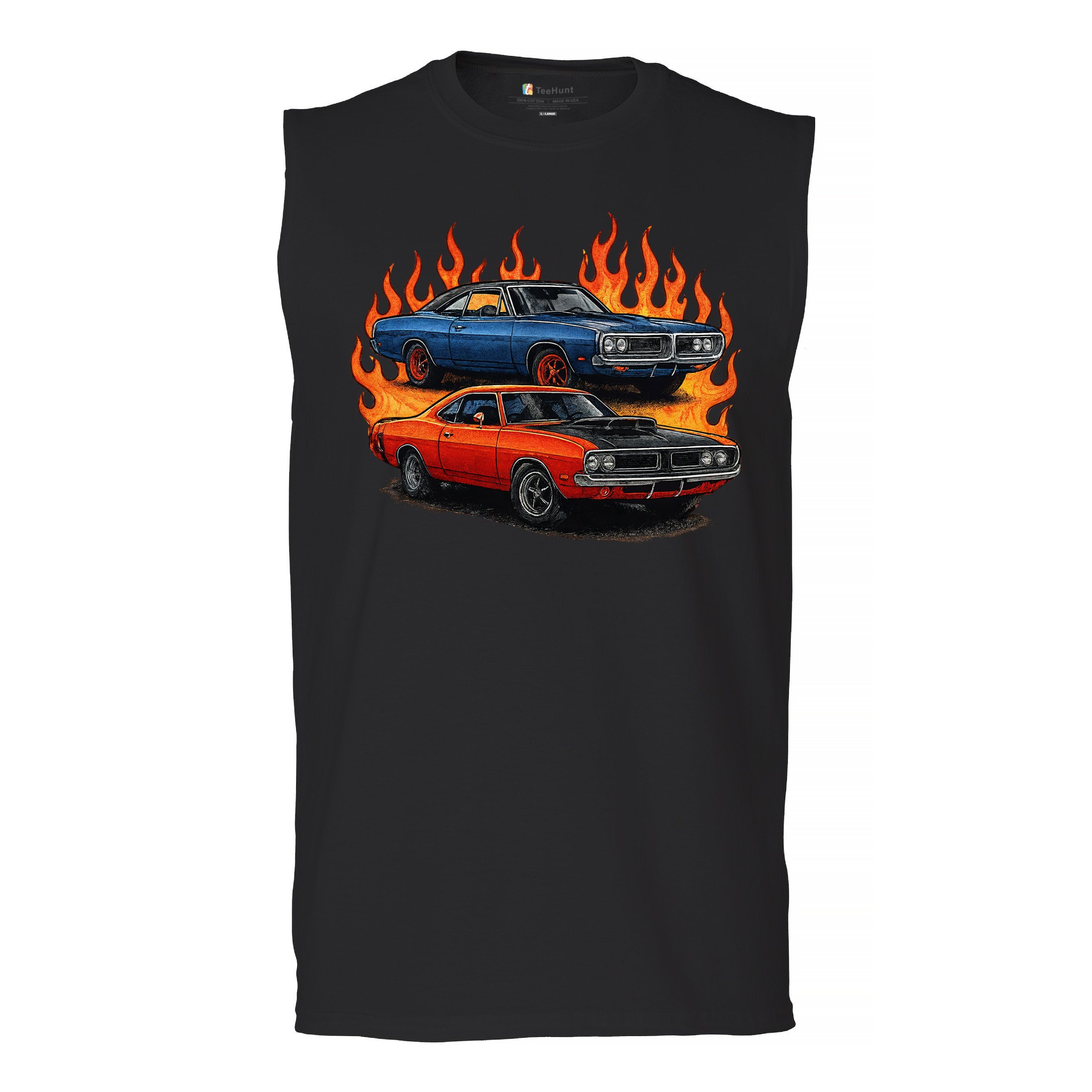 Classic American Muscle Car Flame Men’s Muscle Shirt Vintage Horsepower V8