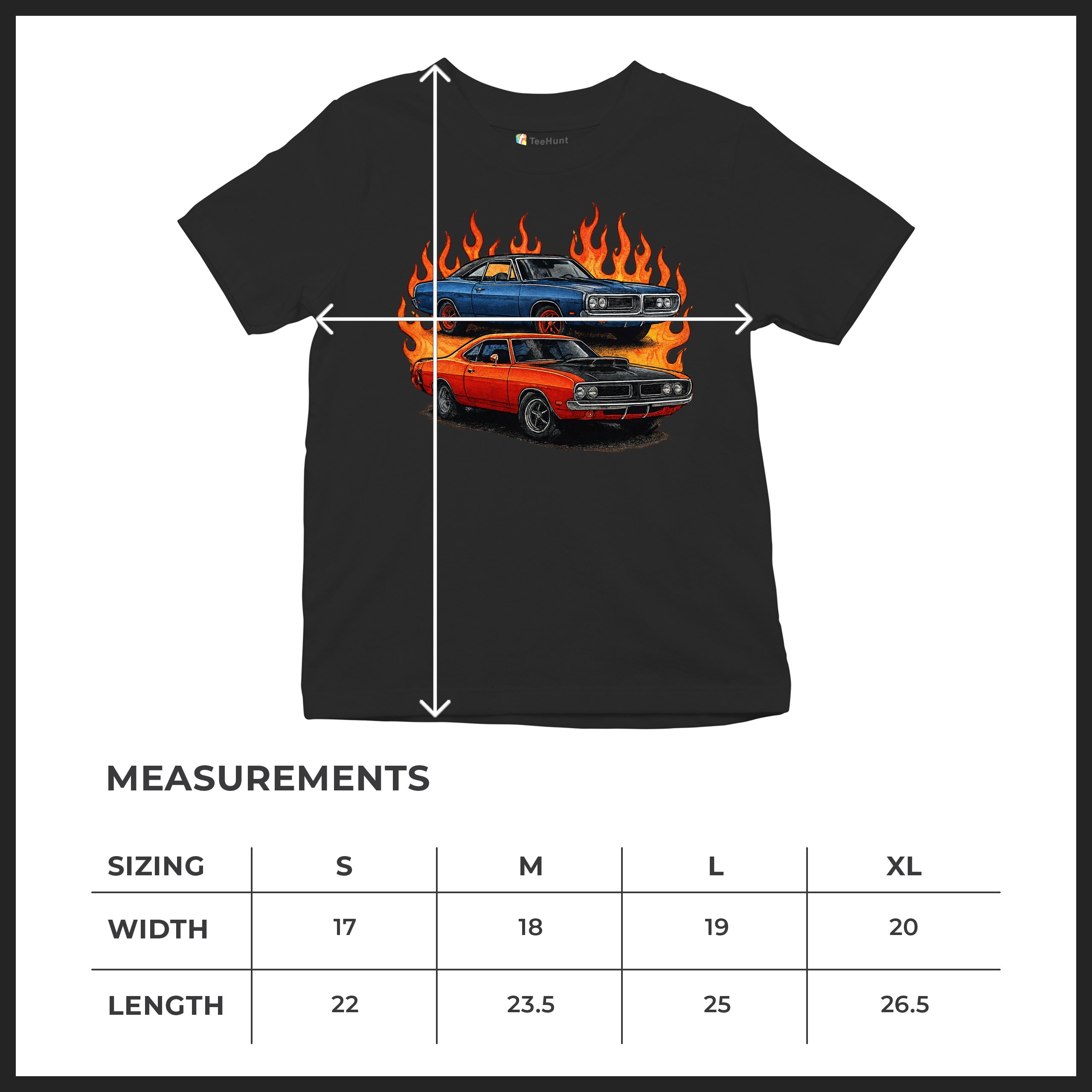 Classic American Muscle Car Flame Youth T-shirt Vintage Horsepower V8 Kids - Picture 8 of 50