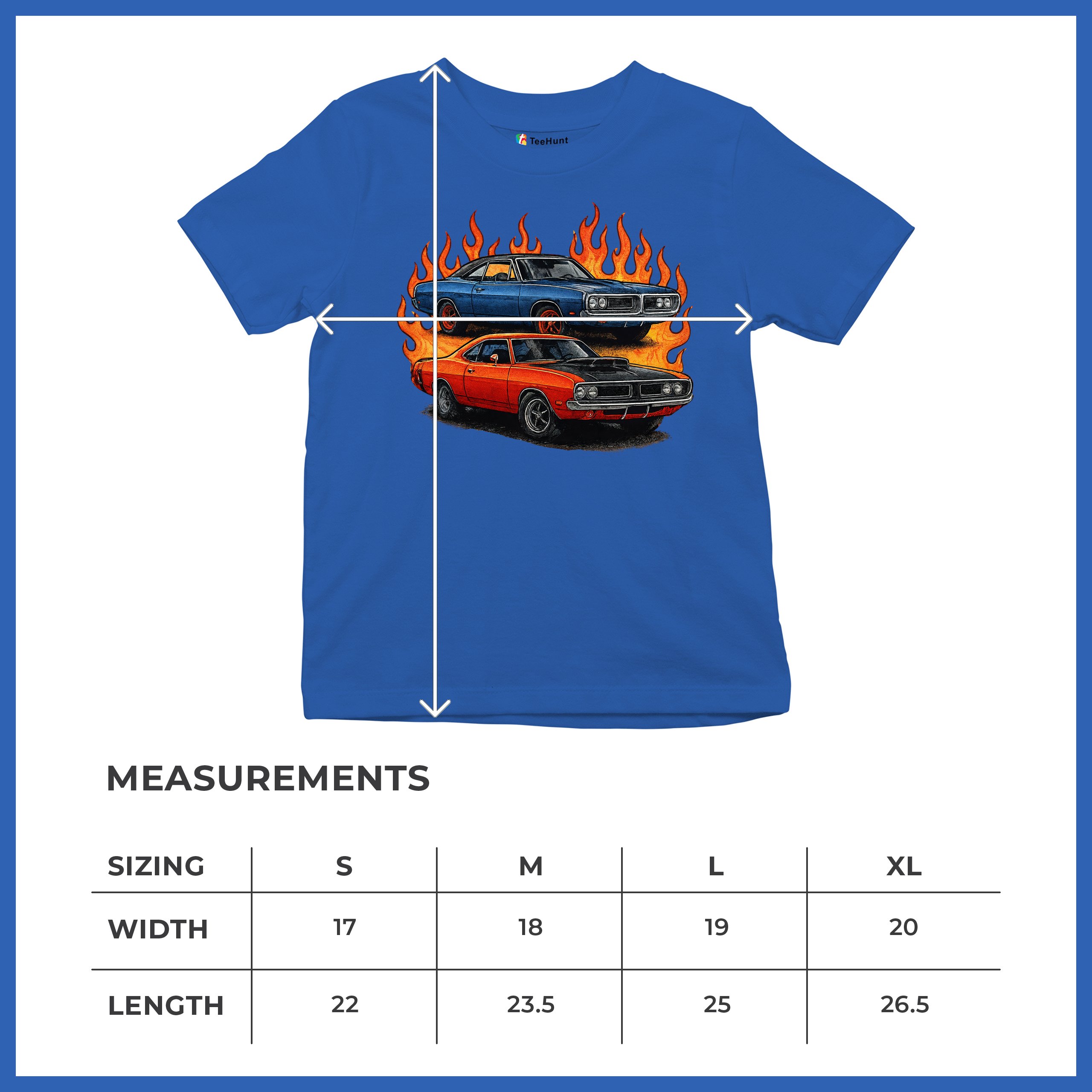 Classic American Muscle Car Flame Youth T-shirt Vintage Horsepower V8 Kids - Picture 43 of 50