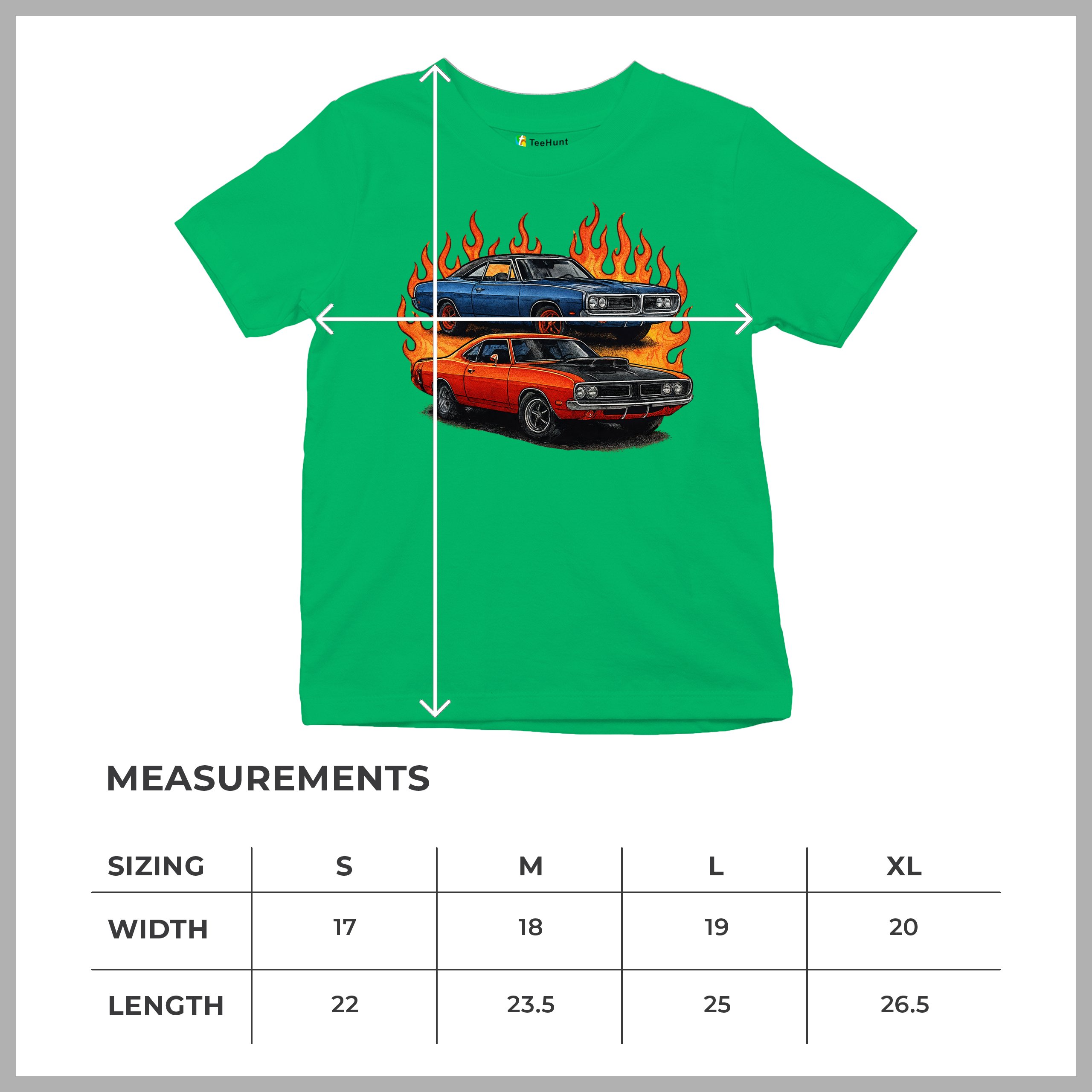 Classic American Muscle Car Flame Youth T-shirt Vintage Horsepower V8 Kids - Picture 36 of 50